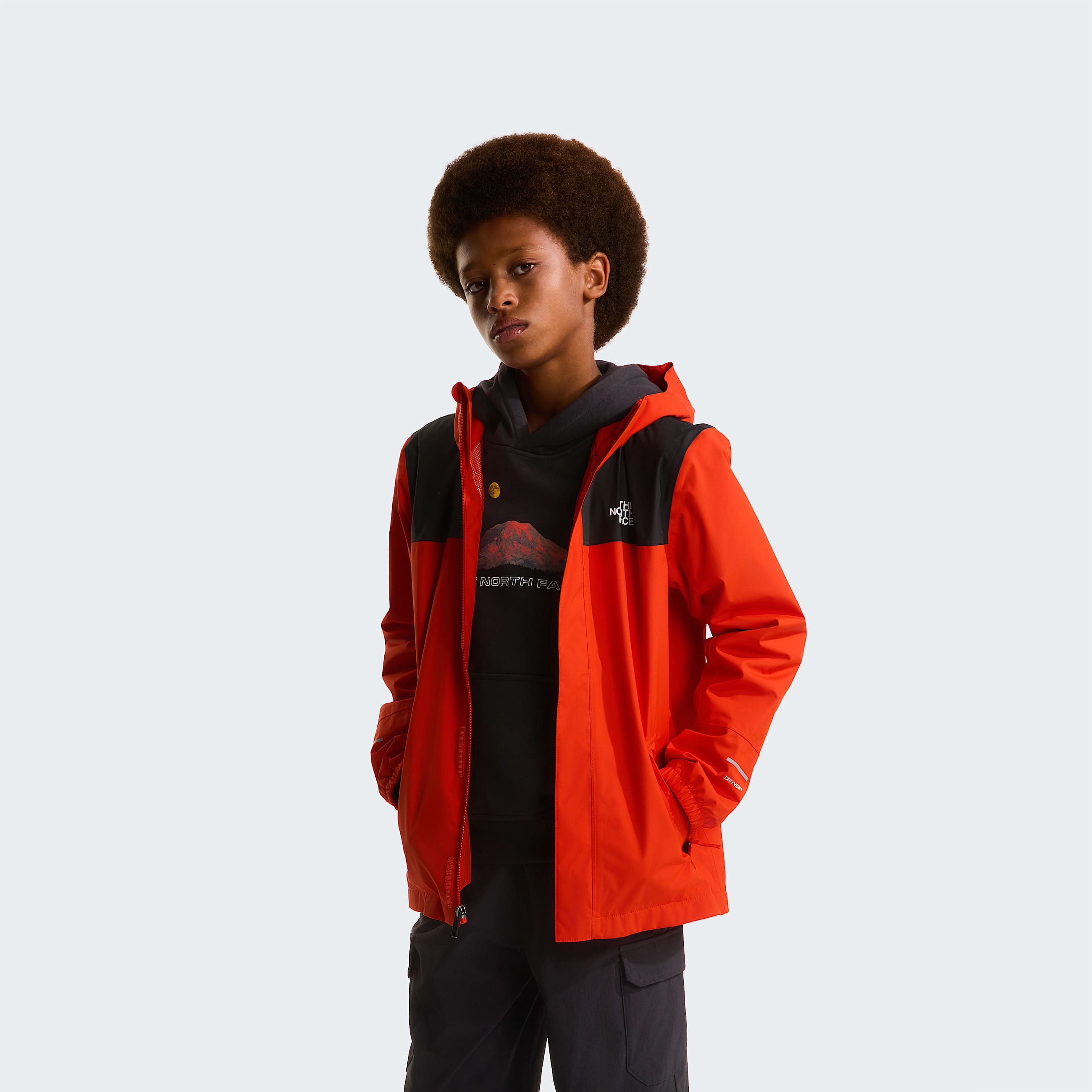 Boys Antora Rain Jacket TNF Lava Red ALT4
