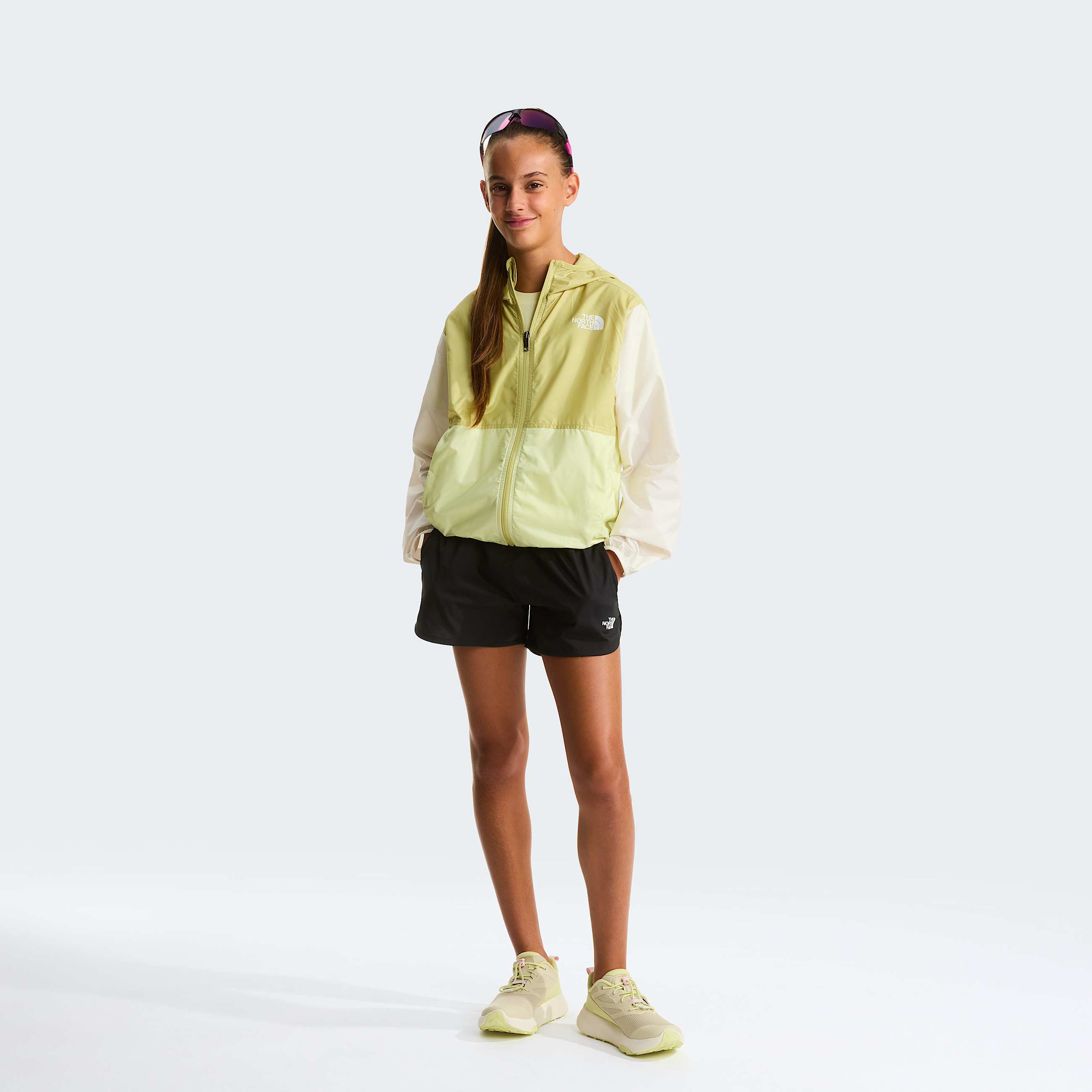 Girls Cyclone Wind Jacket TNF Lemon MistPearWhite Dune ALT1