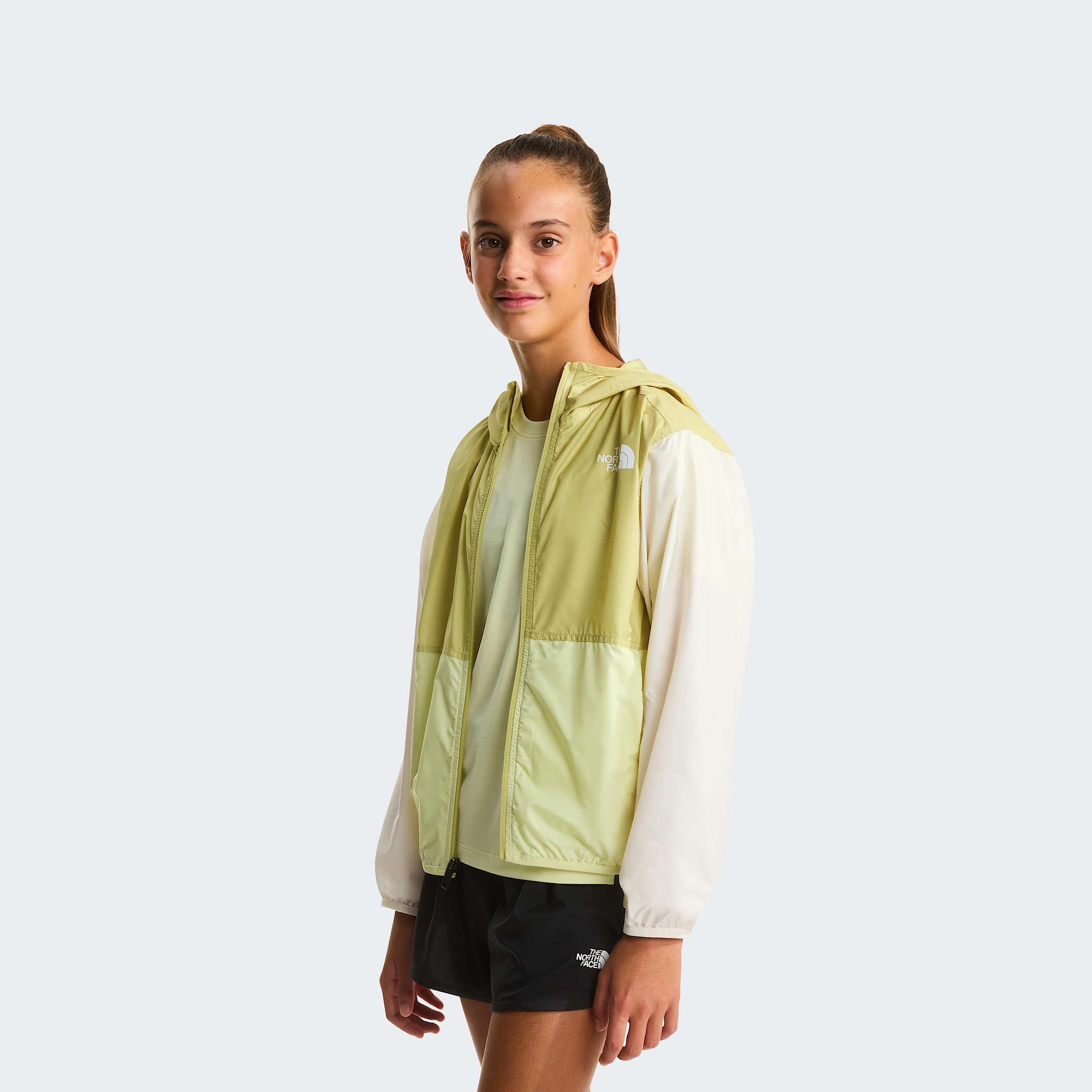 Girls Cyclone Wind Jacket TNF Lemon MistPearWhite Dune ALT2