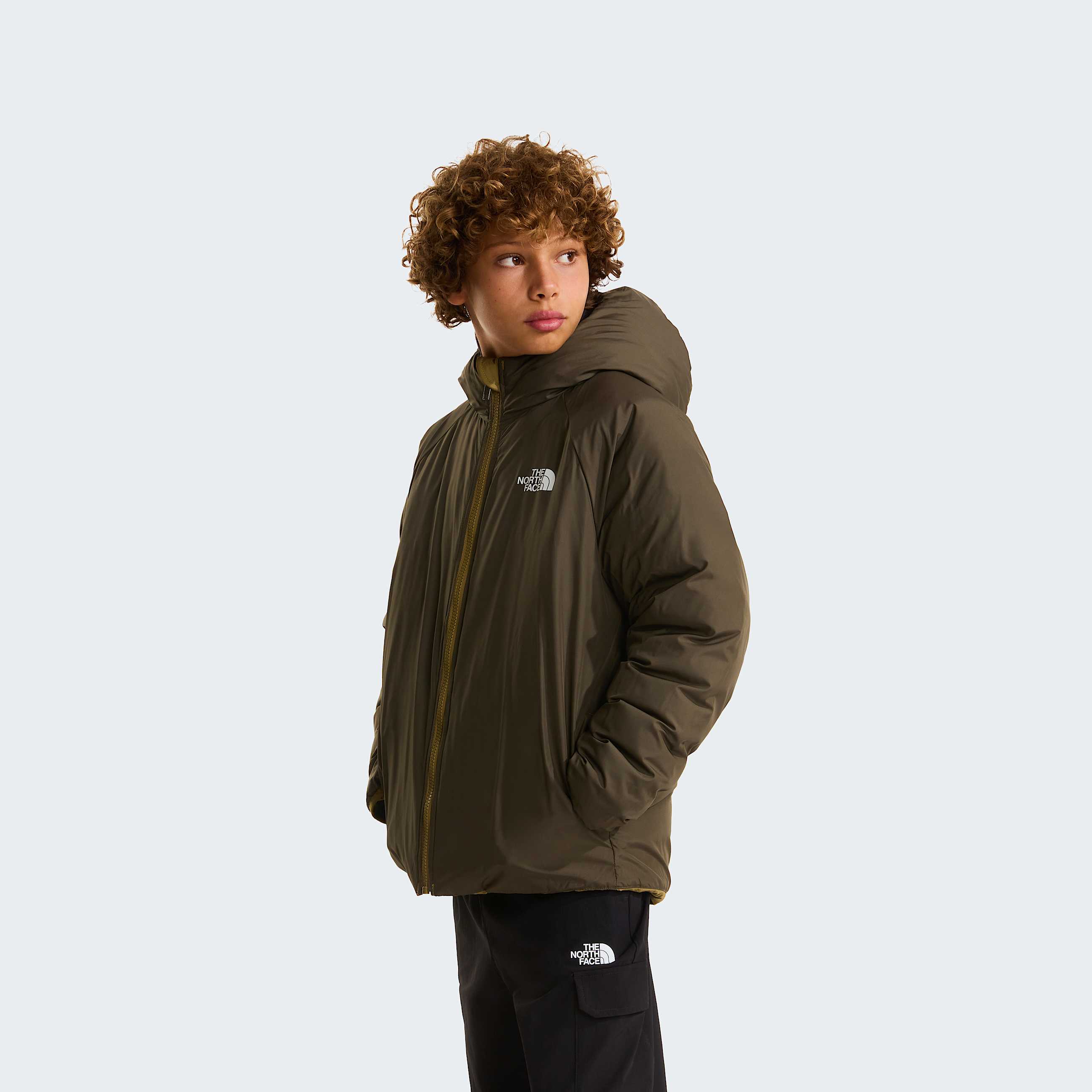 Boys Reversible Perrito Jacket TNF CedarNew Taupe Green ALT5