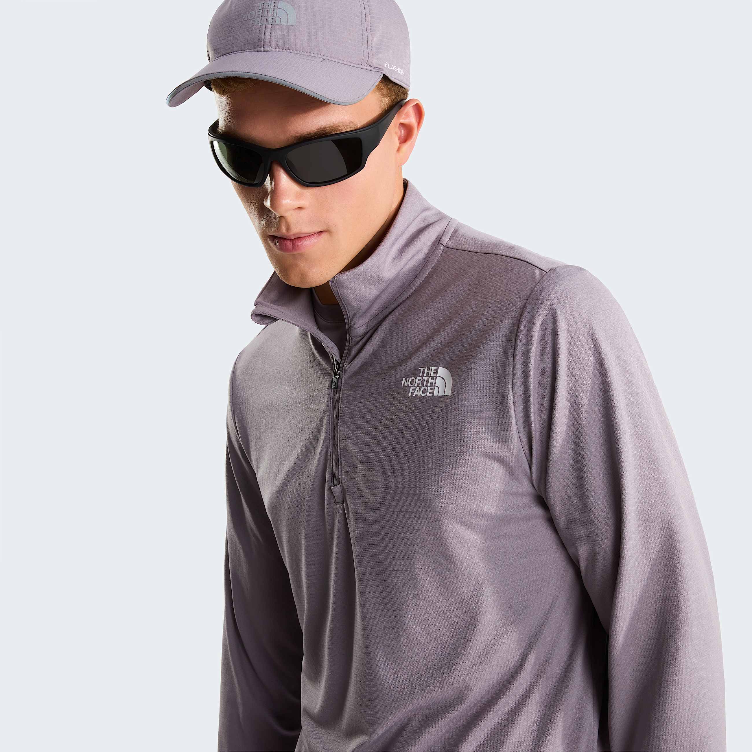 Mens 247 14 Zip LongSleeve TShirt TNF Transcendent Grey ALT5
