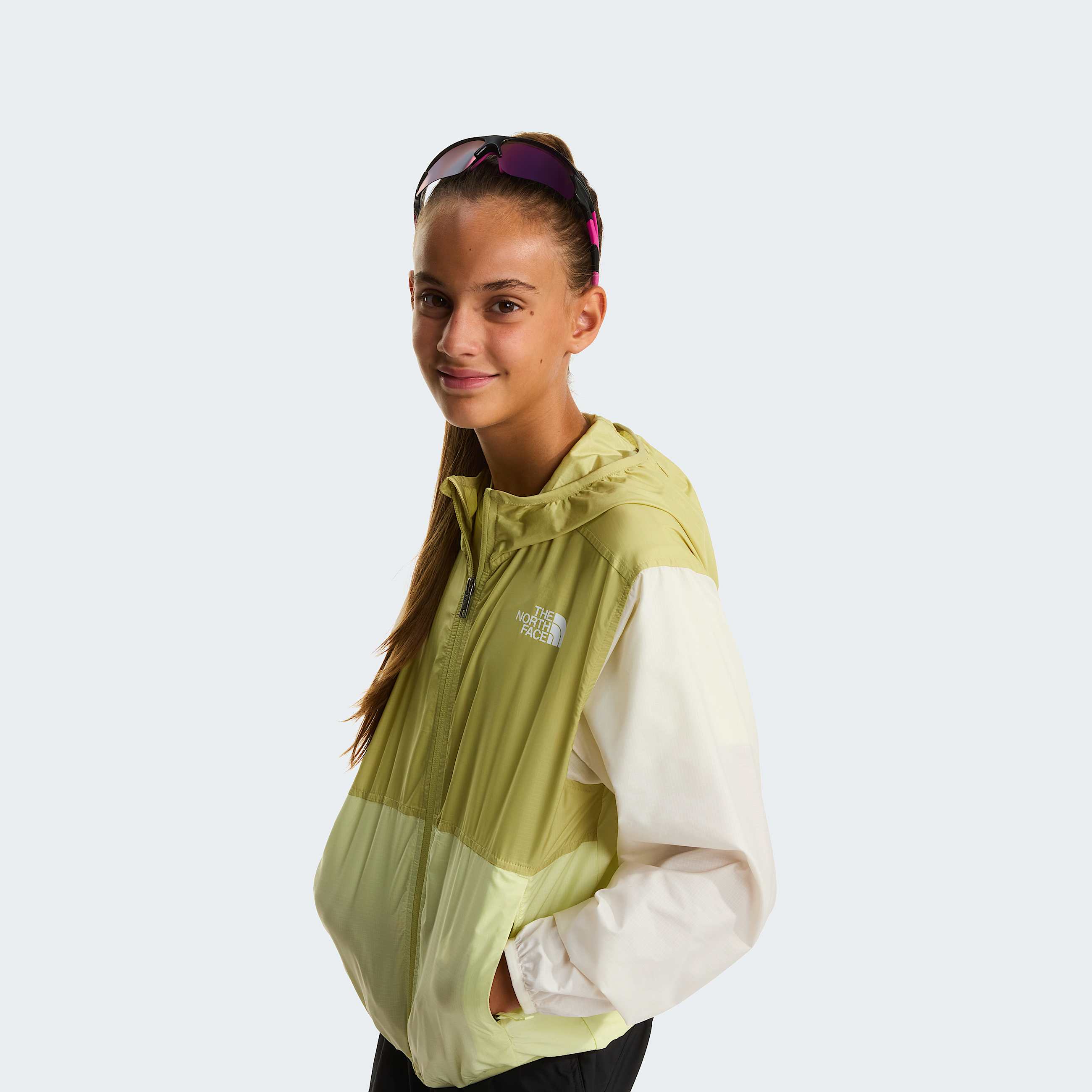 Girls Cyclone Wind Jacket TNF Lemon MistPearWhite Dune ALT8