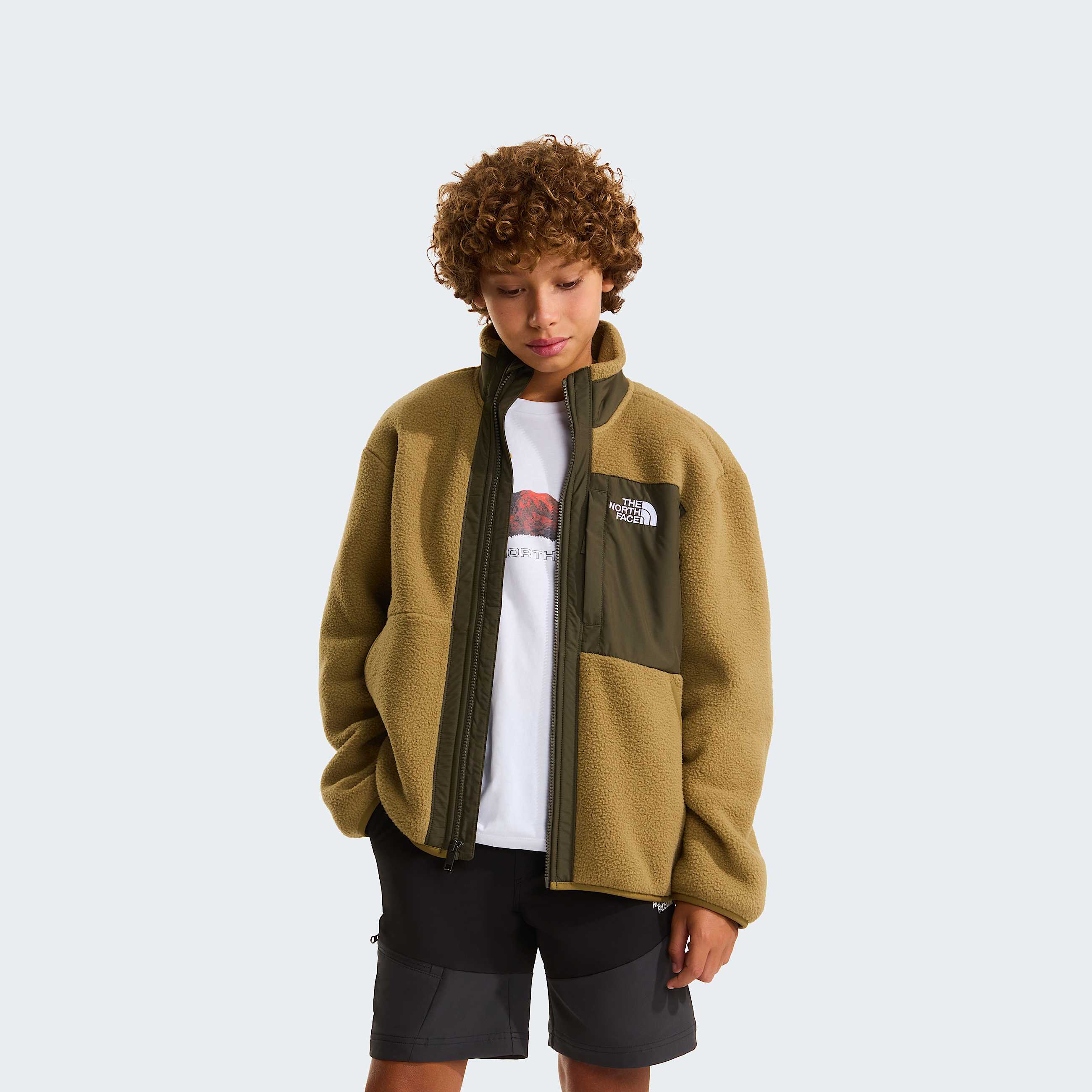 Boys Yumiori FullZip Fleece Jacket TNF CedarNew Taupe Green ALT4