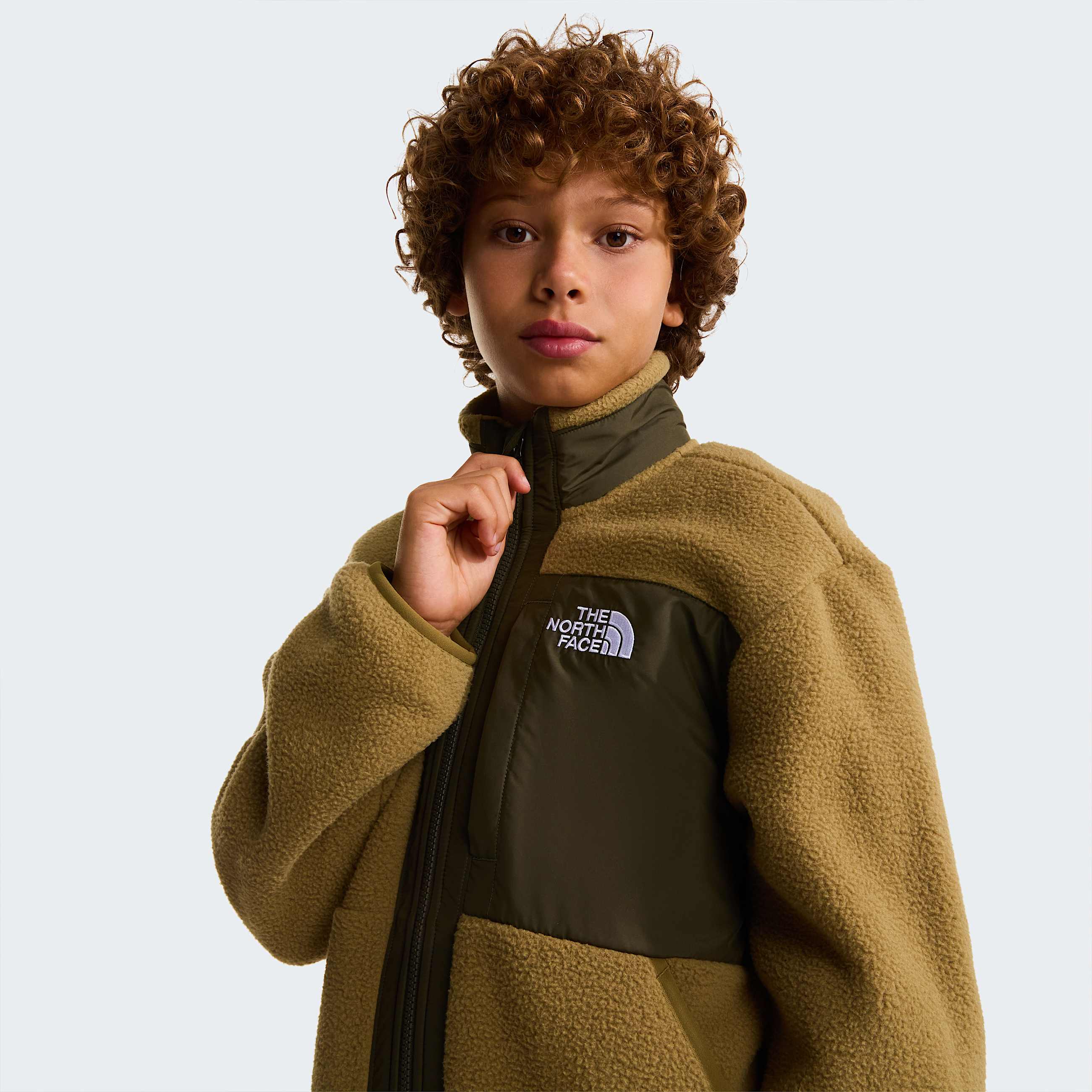 Boys Yumiori FullZip Fleece Jacket TNF CedarNew Taupe Green ALT5