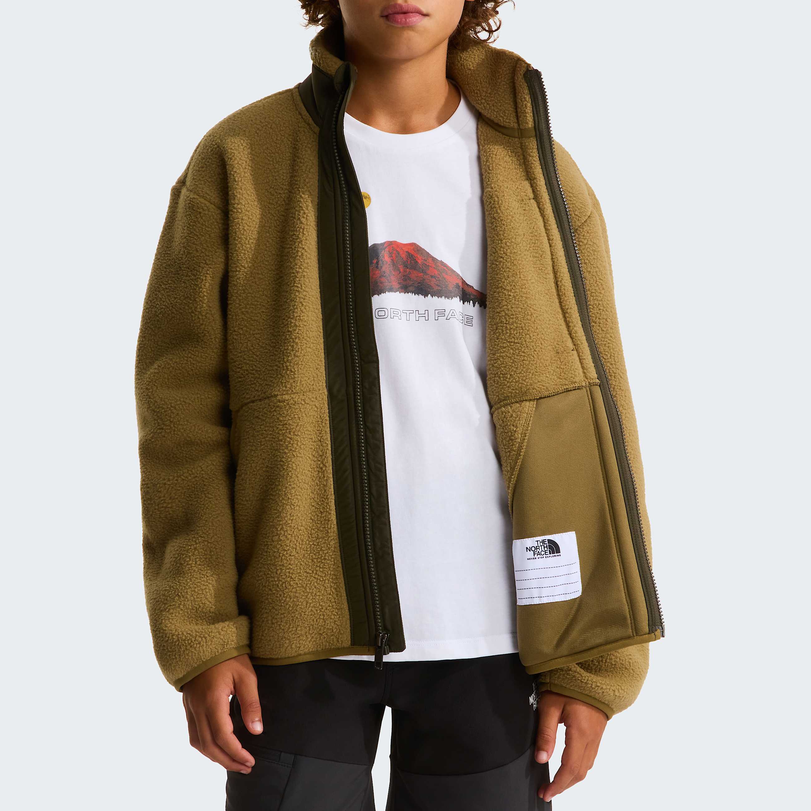 Boys Yumiori FullZip Fleece Jacket TNF CedarNew Taupe Green ALT7