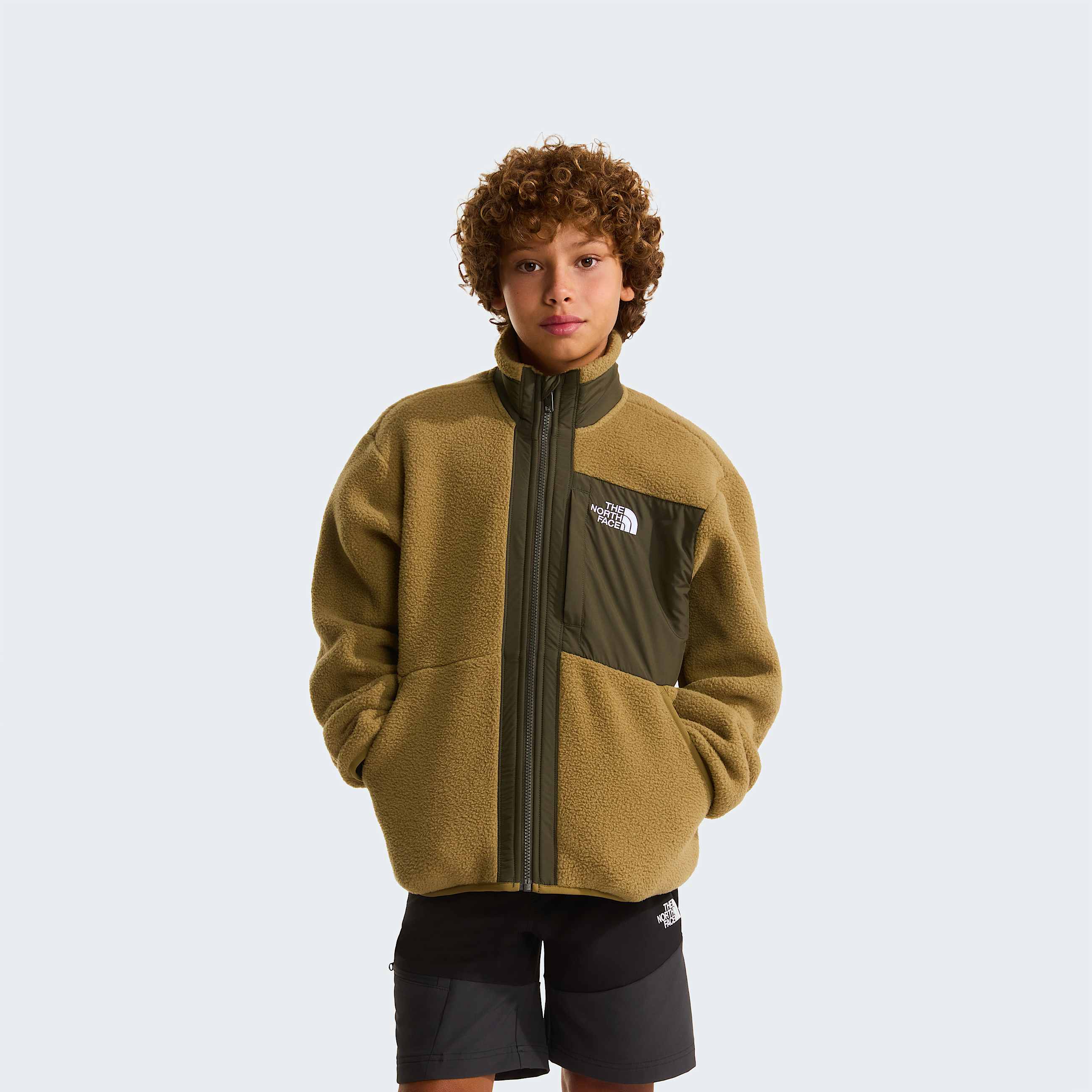 Boys Yumiori FullZip Fleece Jacket TNF CedarNew Taupe Green HERO