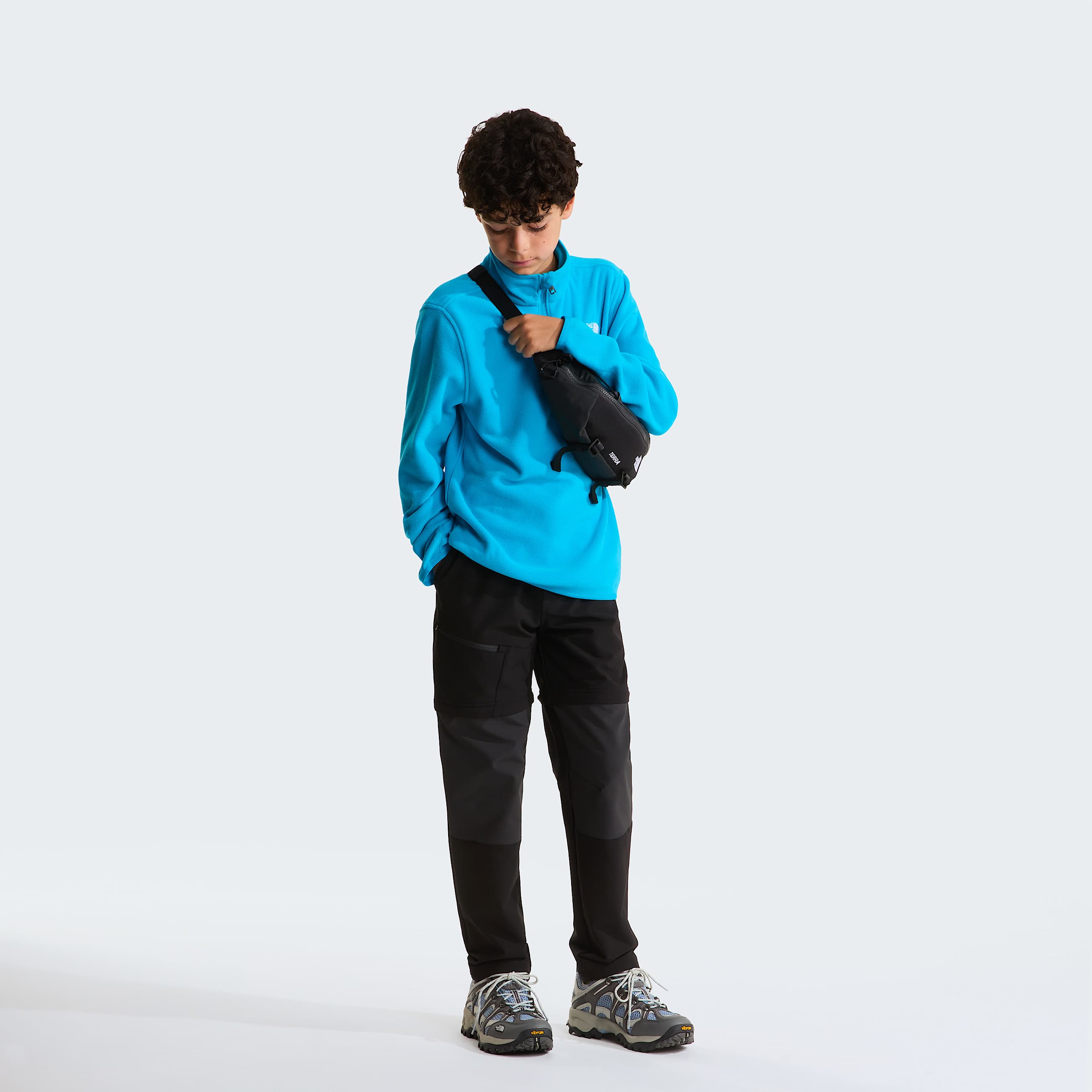 Glacierfleece met kwartrits voor tieners TNF Meridian Blue ALT1