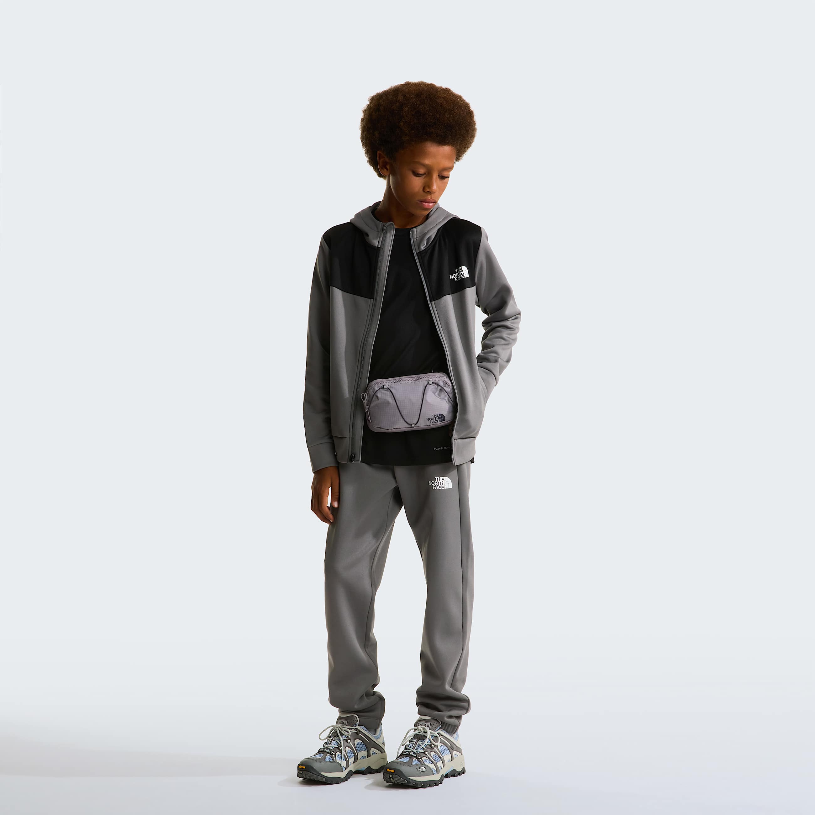 Reaxionhoodie met volledige ritssluiting voor tieners TNF Smoked Pearl ALT1