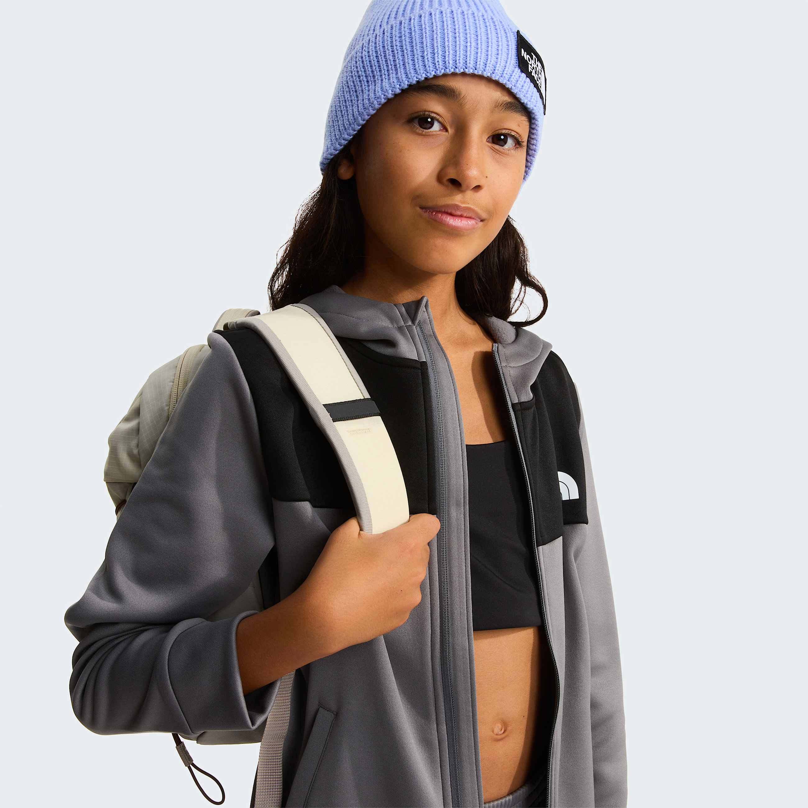 Reaxionhoodie met volledige ritssluiting voor tieners TNF Smoked Pearl ALT12