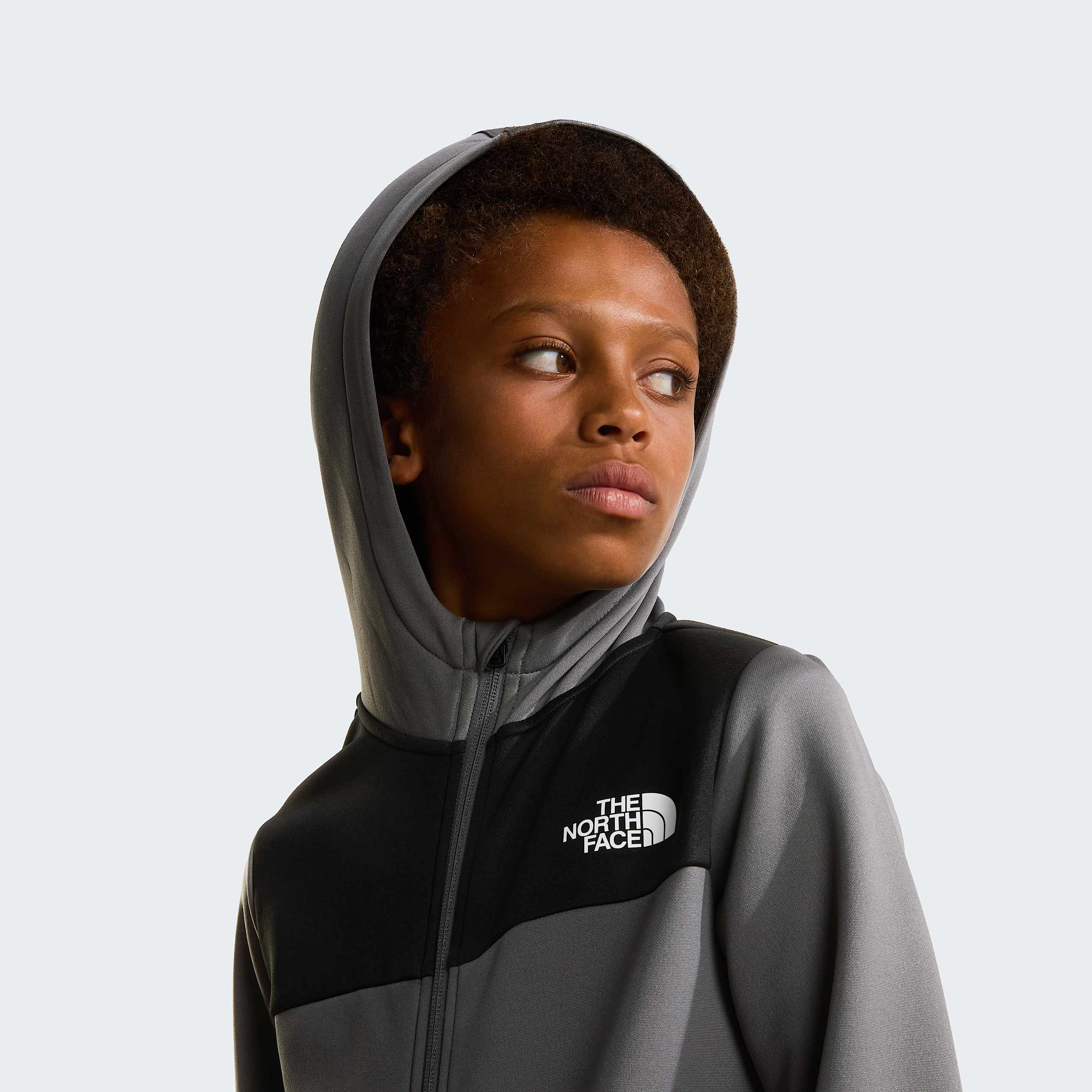 Reaxionhoodie met volledige ritssluiting voor tieners TNF Smoked Pearl ALT5