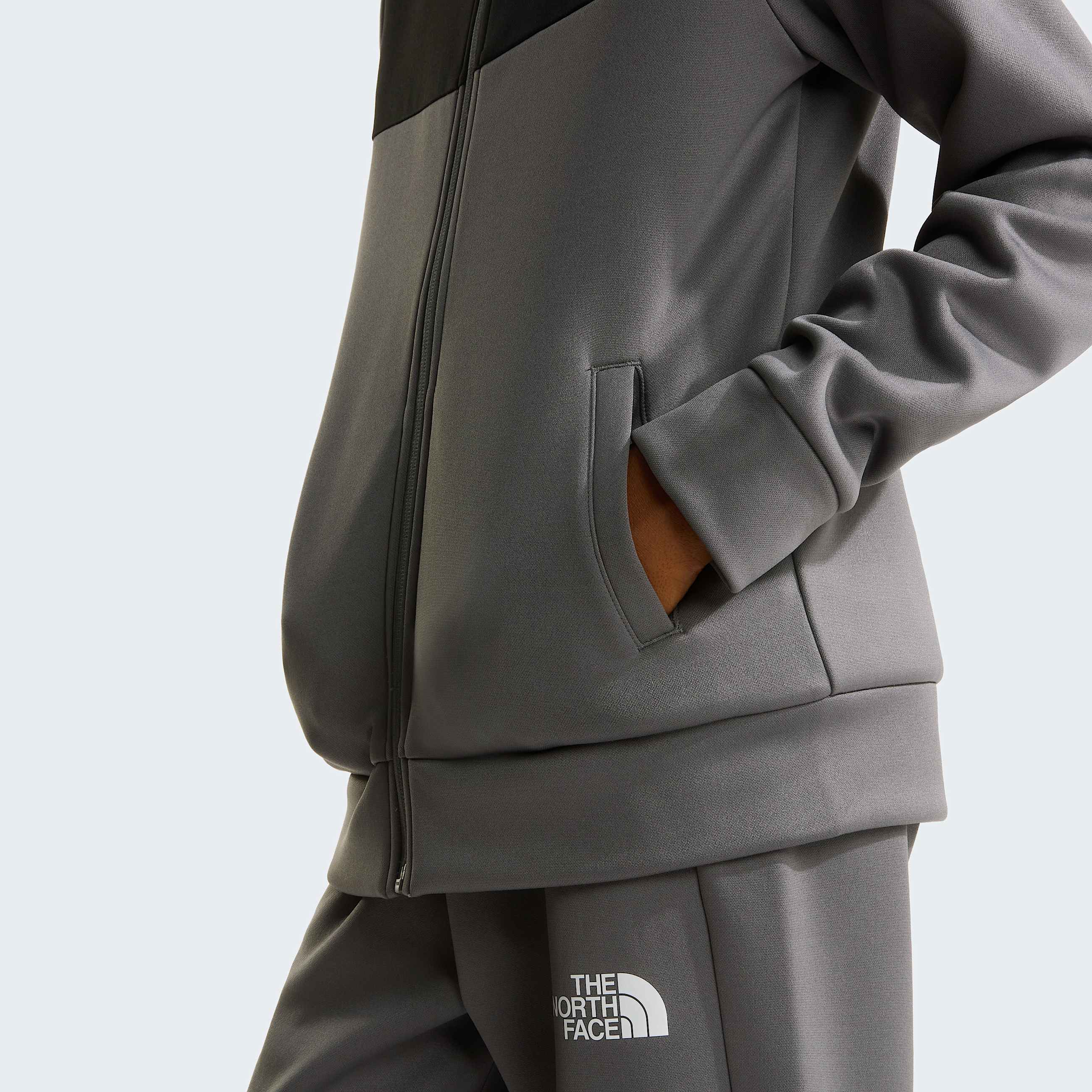 Reaxionhoodie met volledige ritssluiting voor tieners TNF Smoked Pearl ALT6