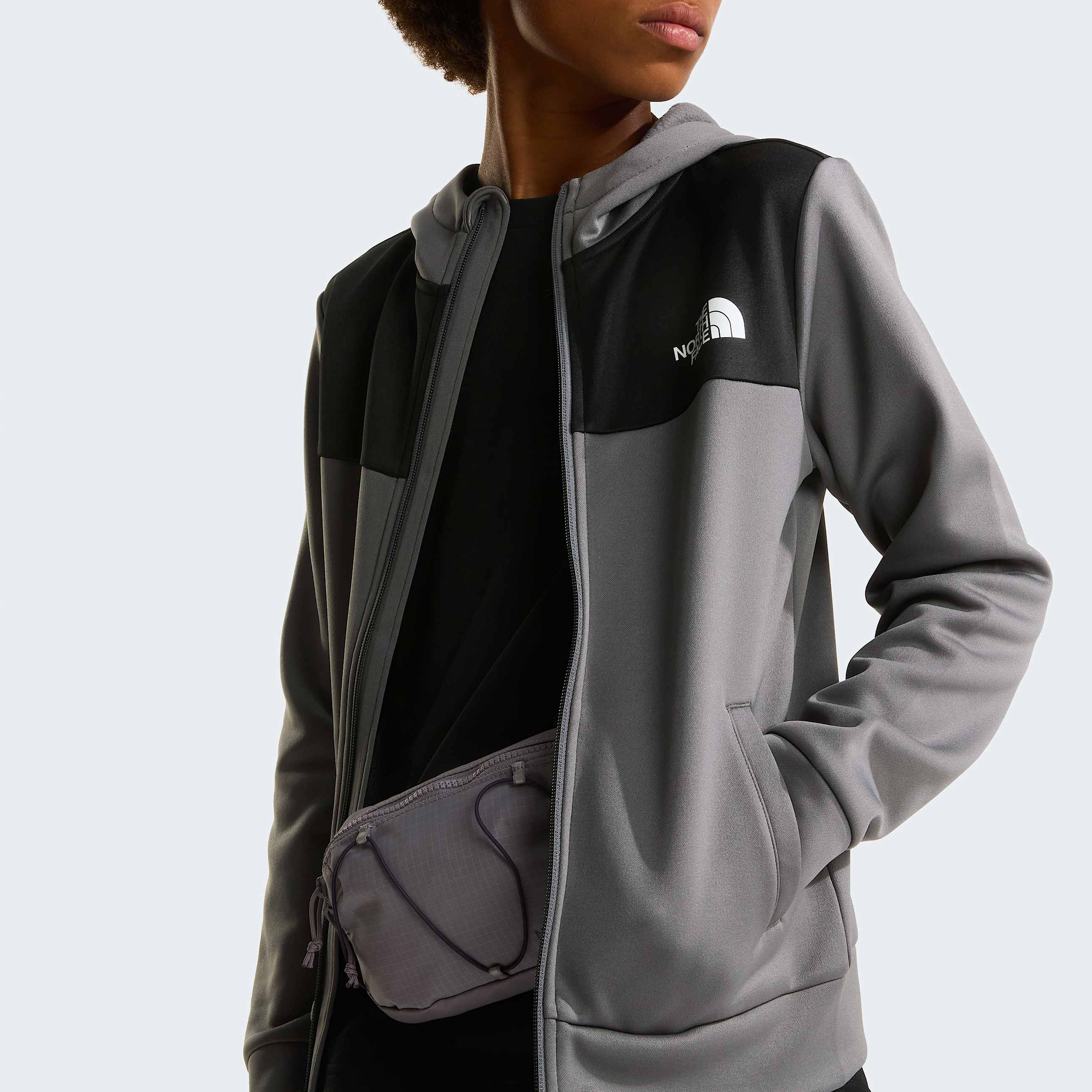 Reaxionhoodie met volledige ritssluiting voor tieners TNF Smoked Pearl ALT7