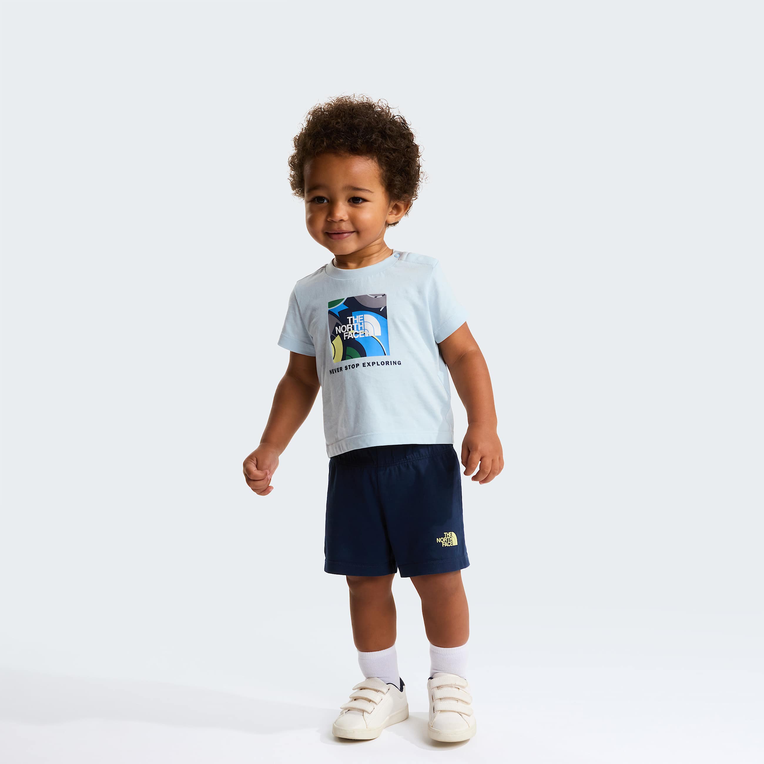 Baby NSE Box Play Regular Shorts Set TNF Polar HazeSummit Navy HERO