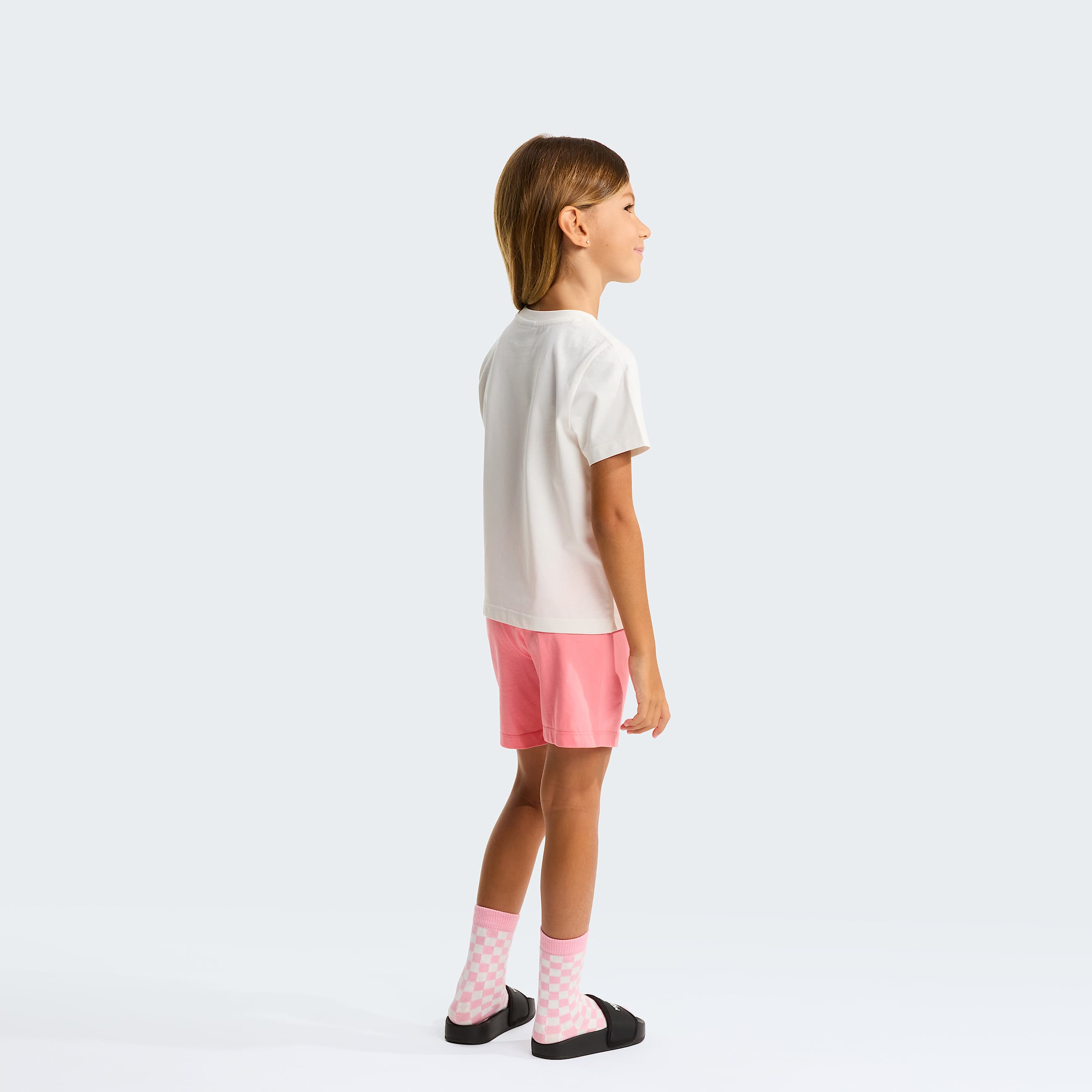 Kids NSE Box Play Regular Shorts Set TNF White DuneCoral Crush ALT1