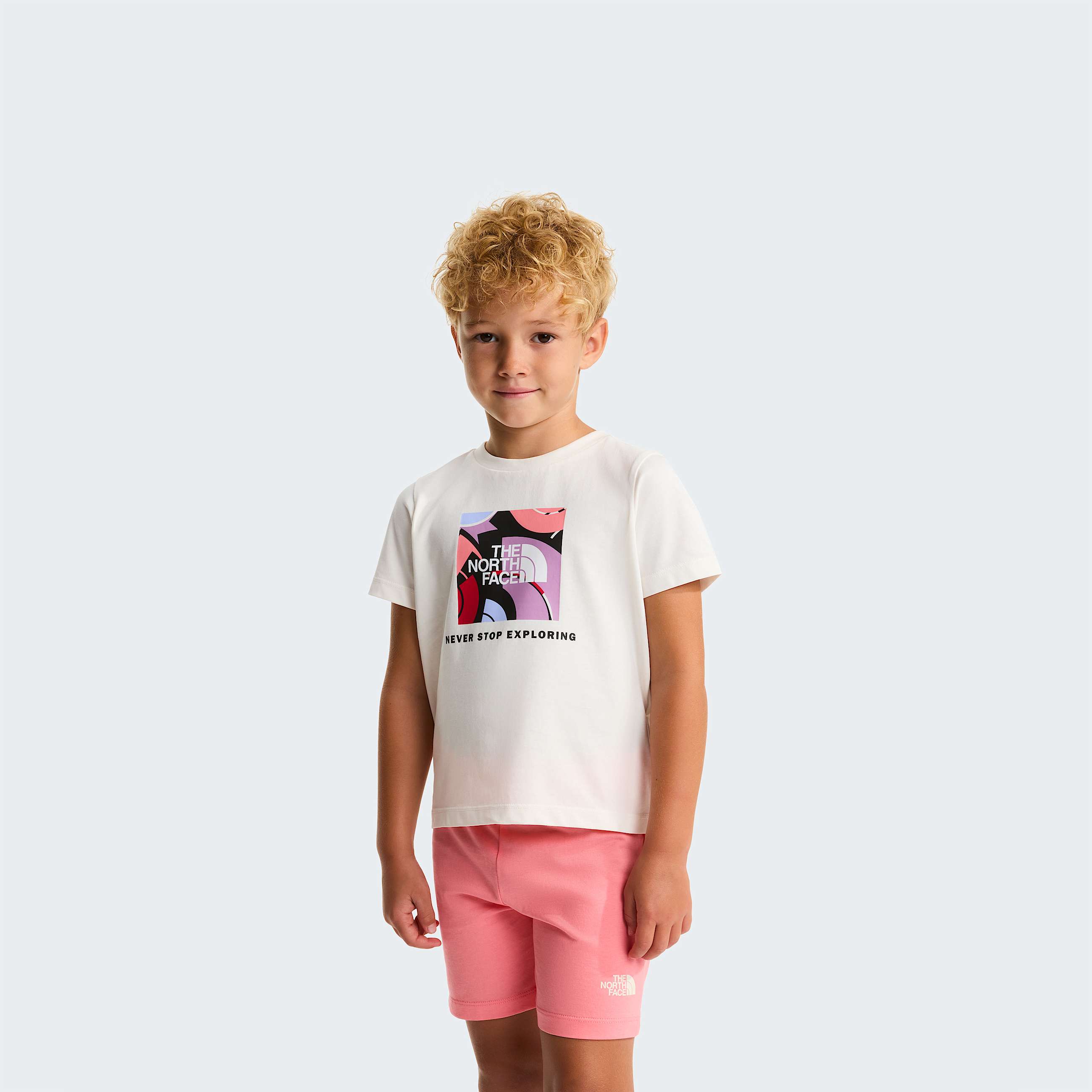 Kids NSE Box Play Regular Shorts Set TNF White DuneCoral Crush ALT11