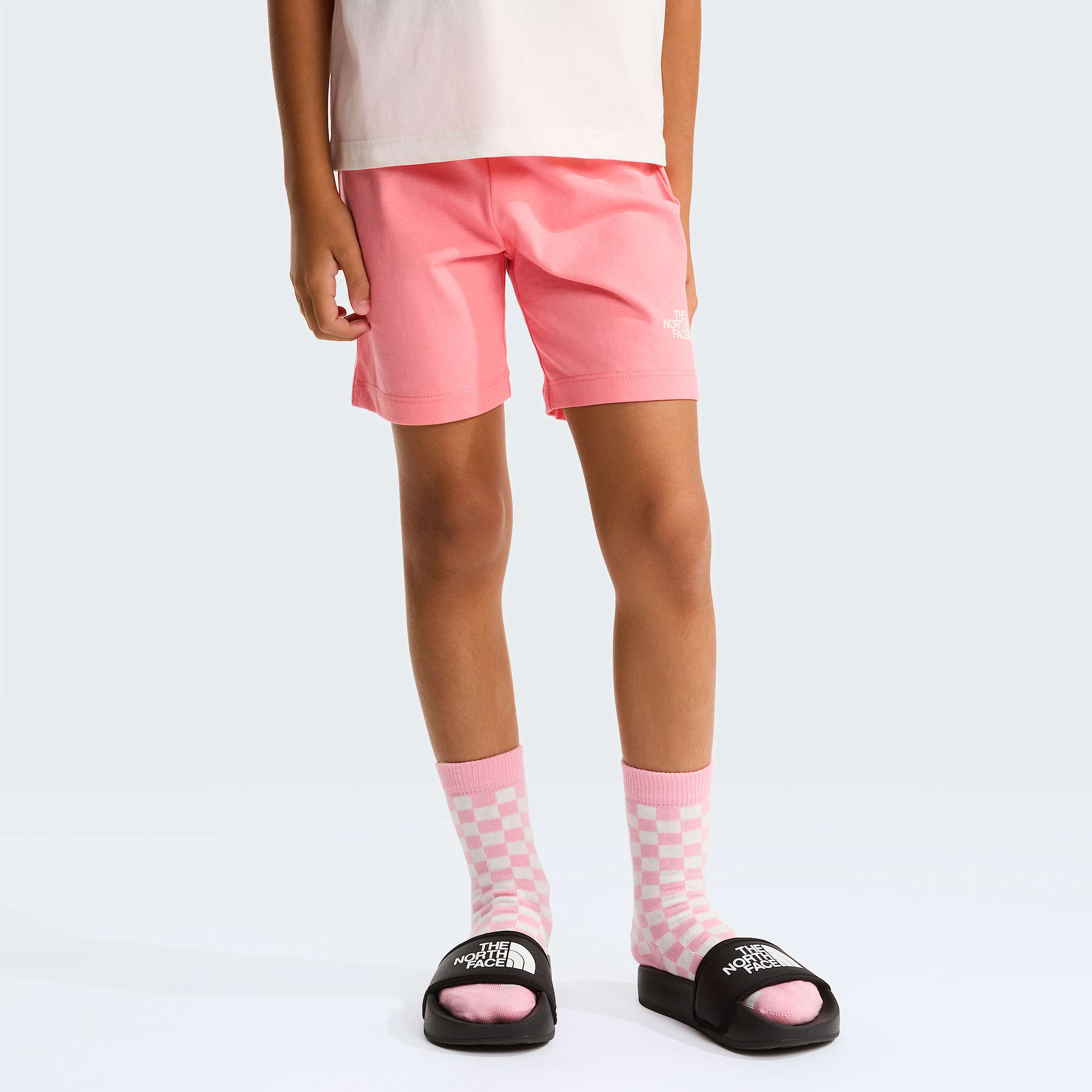 Kids NSE Box Play Regular Shorts Set TNF White DuneCoral Crush ALT5
