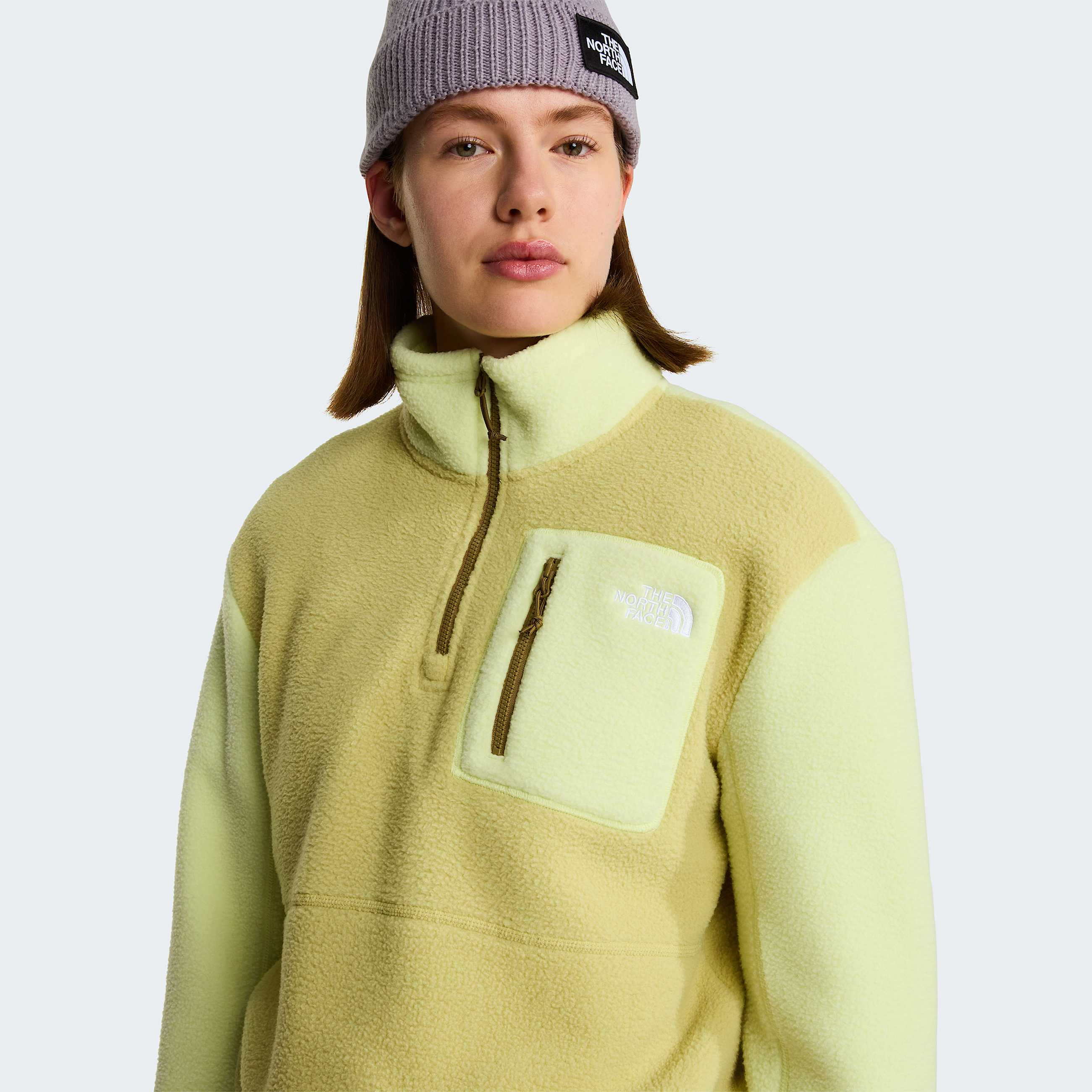 Womens Yumiori 14 Zip Fleece Jacket TNF PearLemon MistCedar ALT4