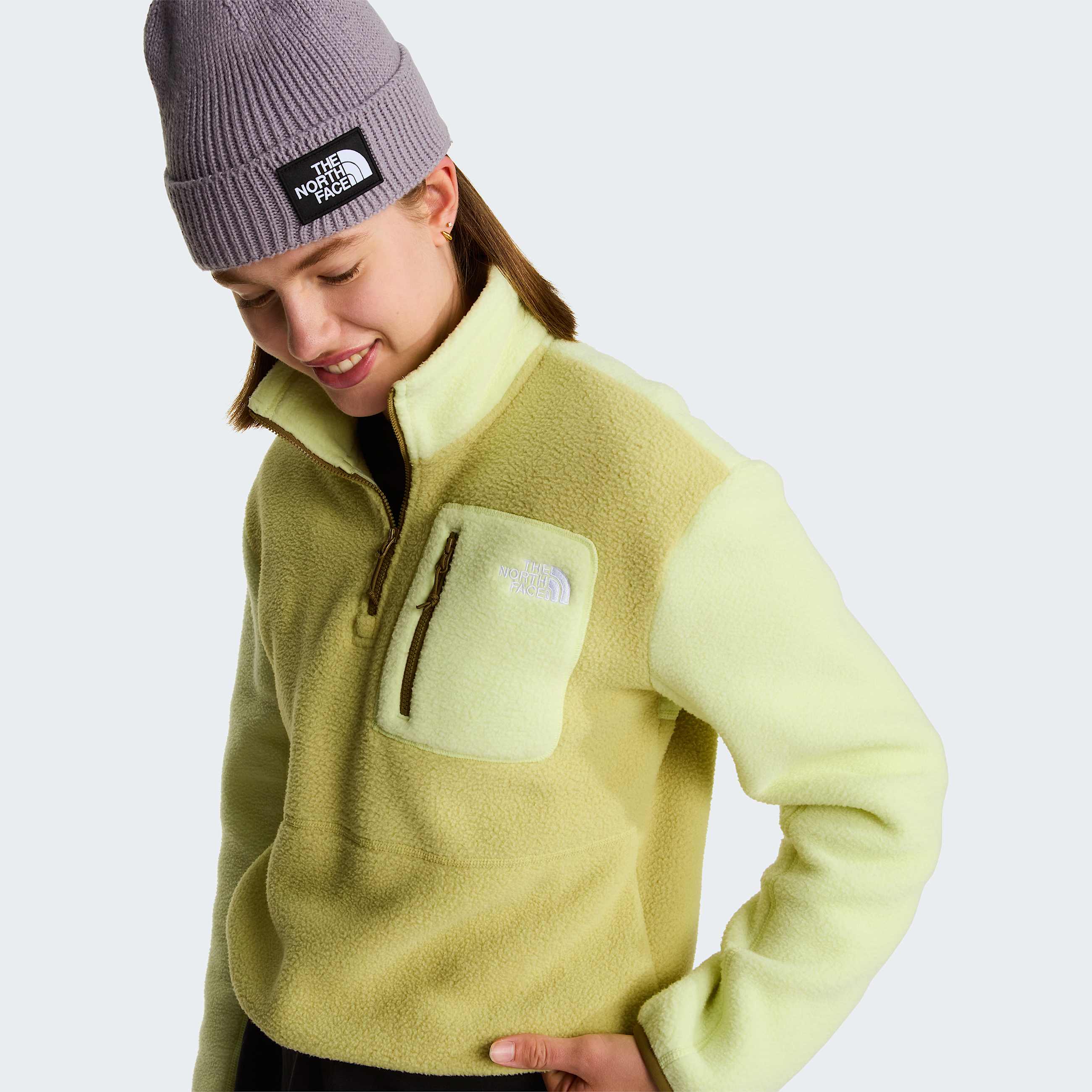 Womens Yumiori 14 Zip Fleece Jacket TNF PearLemon MistCedar ALT6
