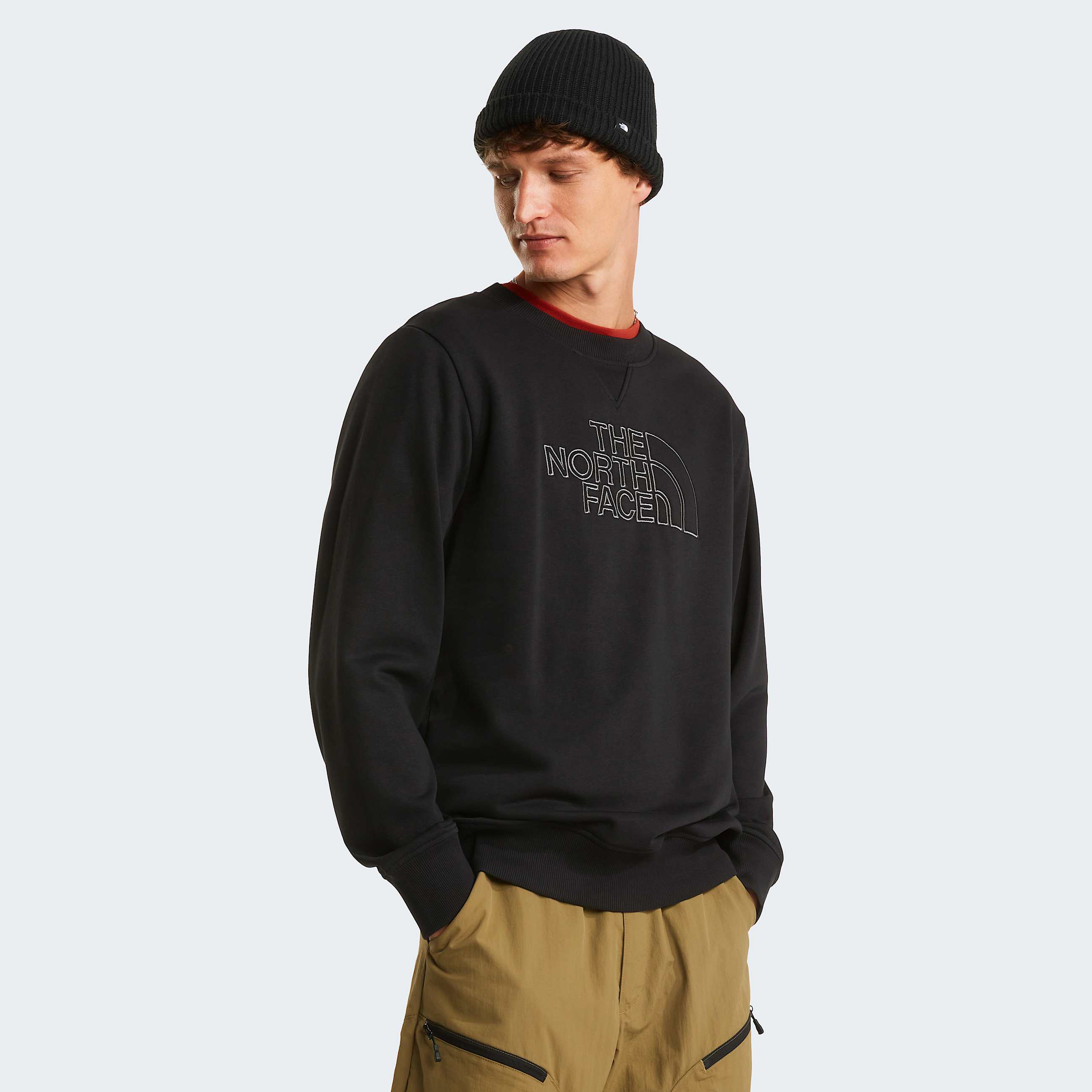 Mens Drew Peak Light Sweatshirt TNF TNF BlackAnthracite Grey HERO