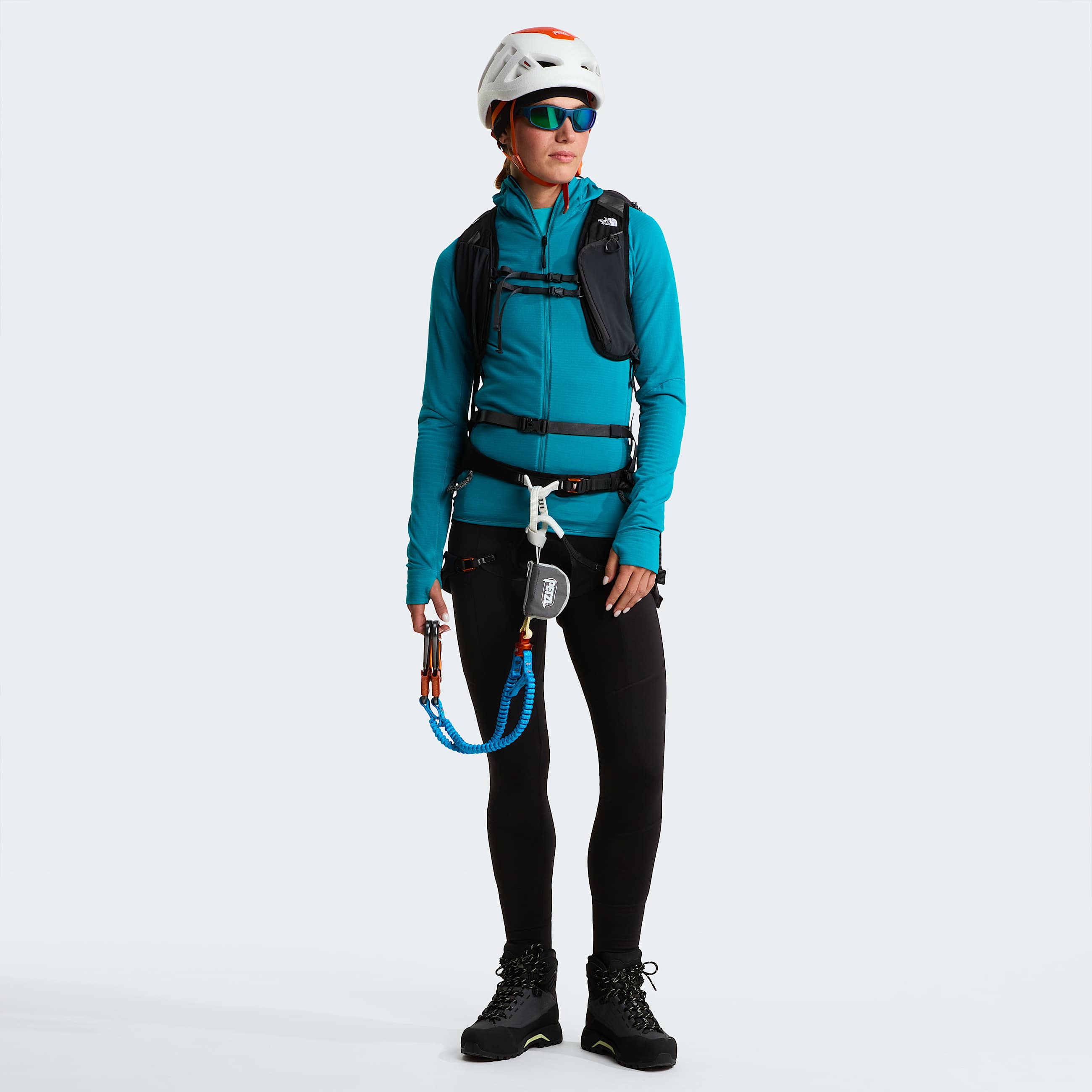 Giacca con cappuccio Bolt Polartec Power Grid da donna TNF Deep Teal ALT6