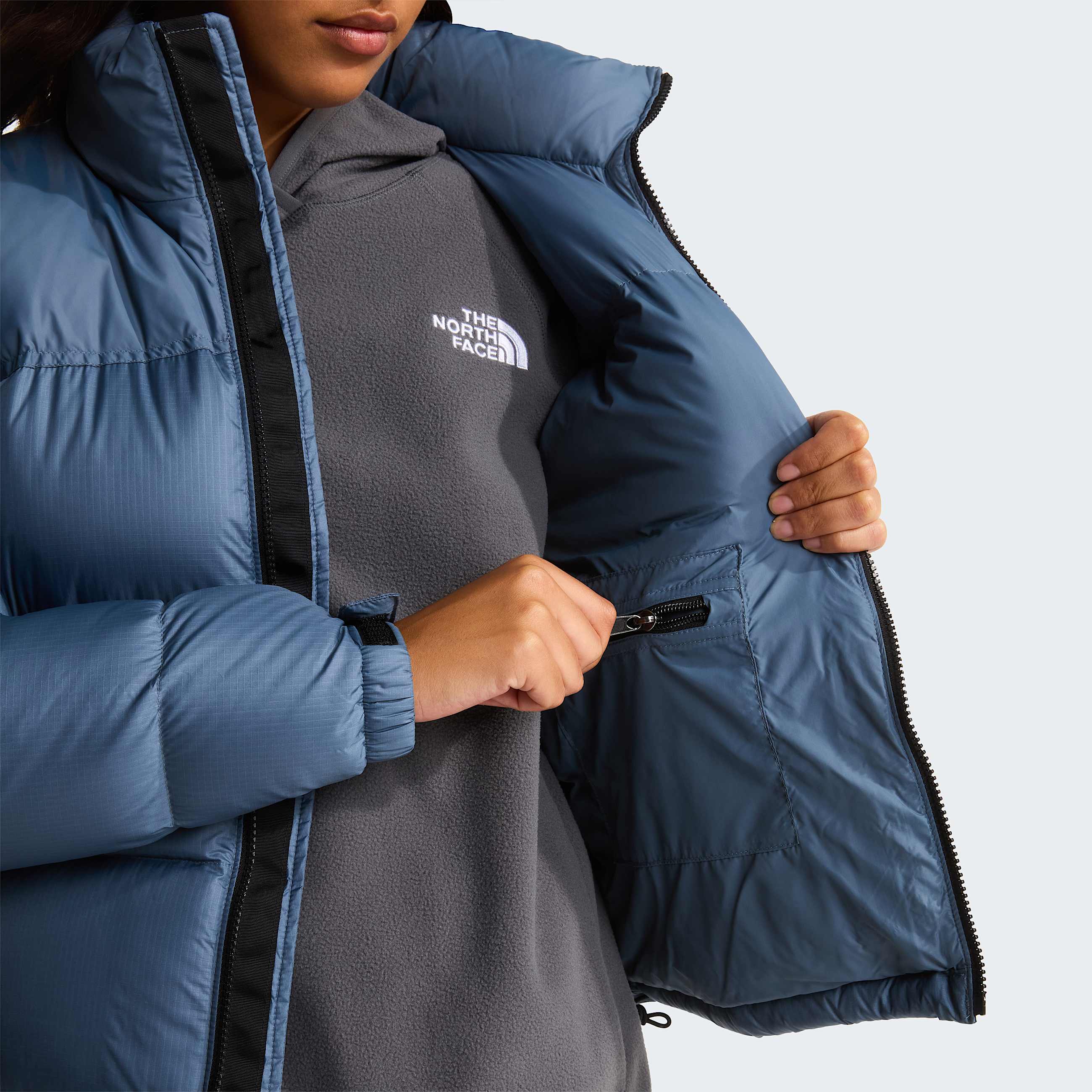 Womens 1996 Retro Nuptse Jacket TNF Granite Grey ALT9