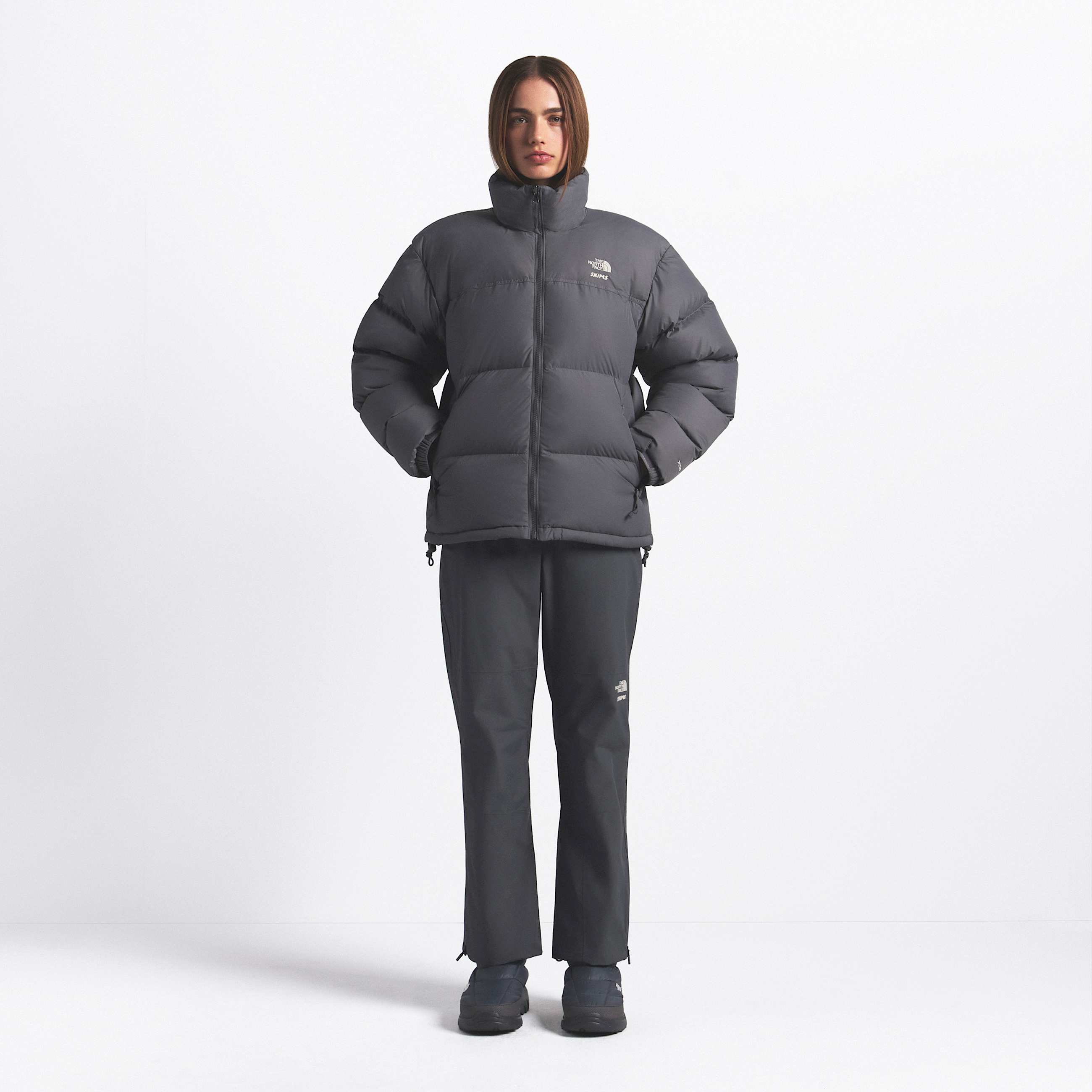 The North Face X SKIMS 1996 Nuptse Jacket Unisex TNF SK Gunmetal ALT3