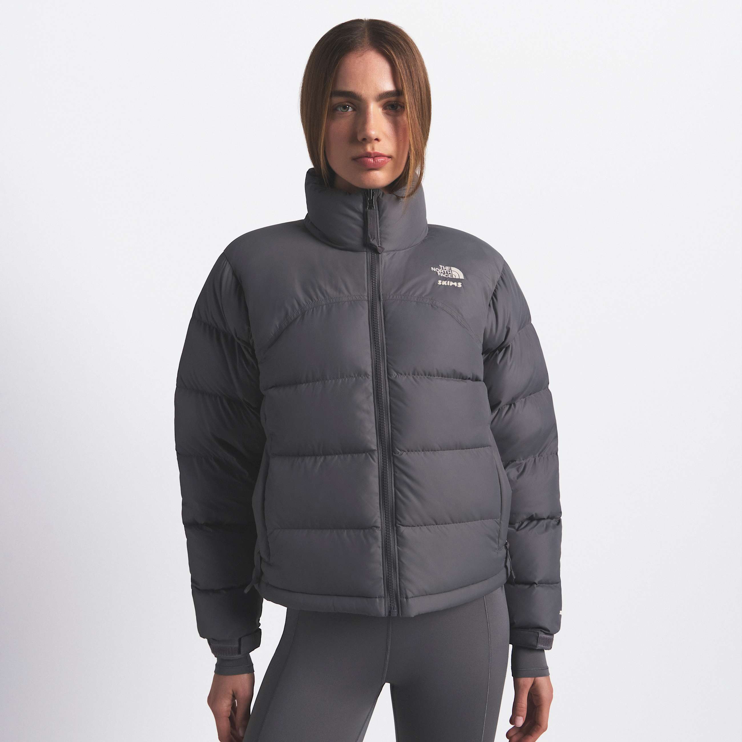 Womens The North Face X SKIMS 2000 Retro Nuptse Jacket TNF SK Gunmetal HERO