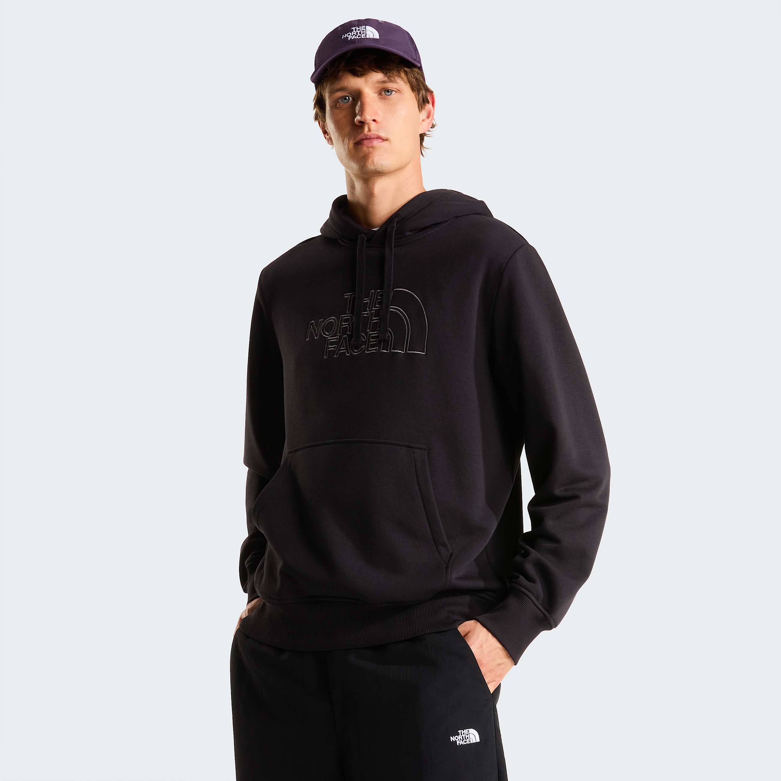 Mens Drew Peak Light Hoodie TNF TNF BlackAnthracite Grey HERO