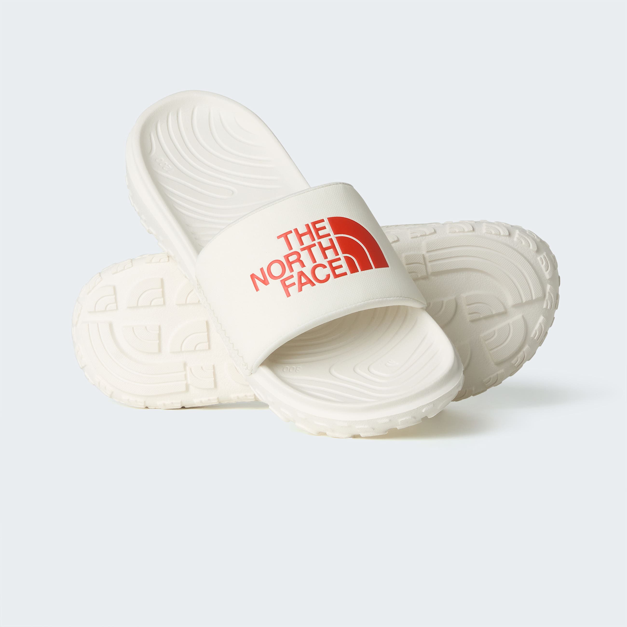 Mens Never Stop Cush Slides TNF White DuneLava Red HERO