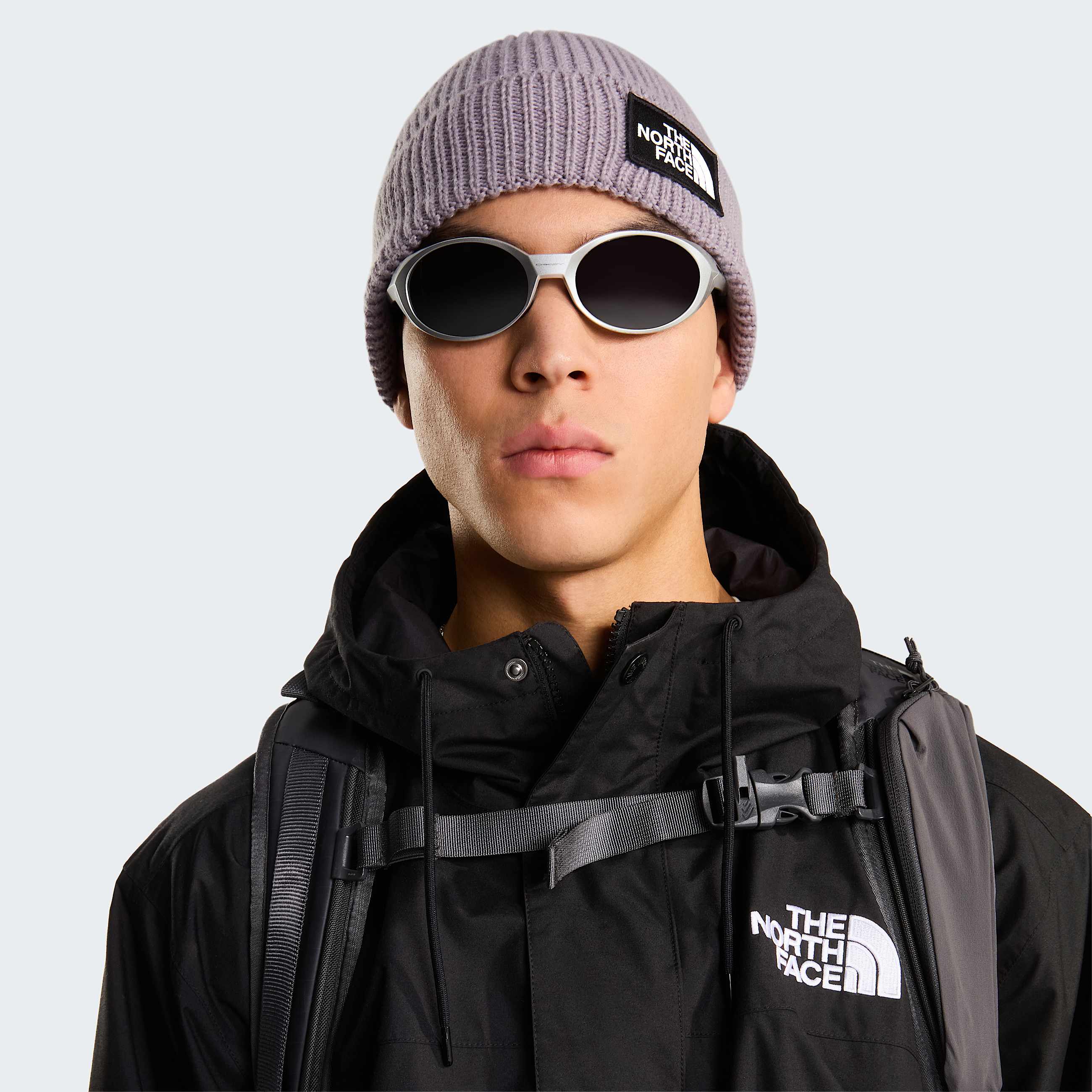 Berretto con risvolto e logo box TNF TNF Transcendent Grey ALT12