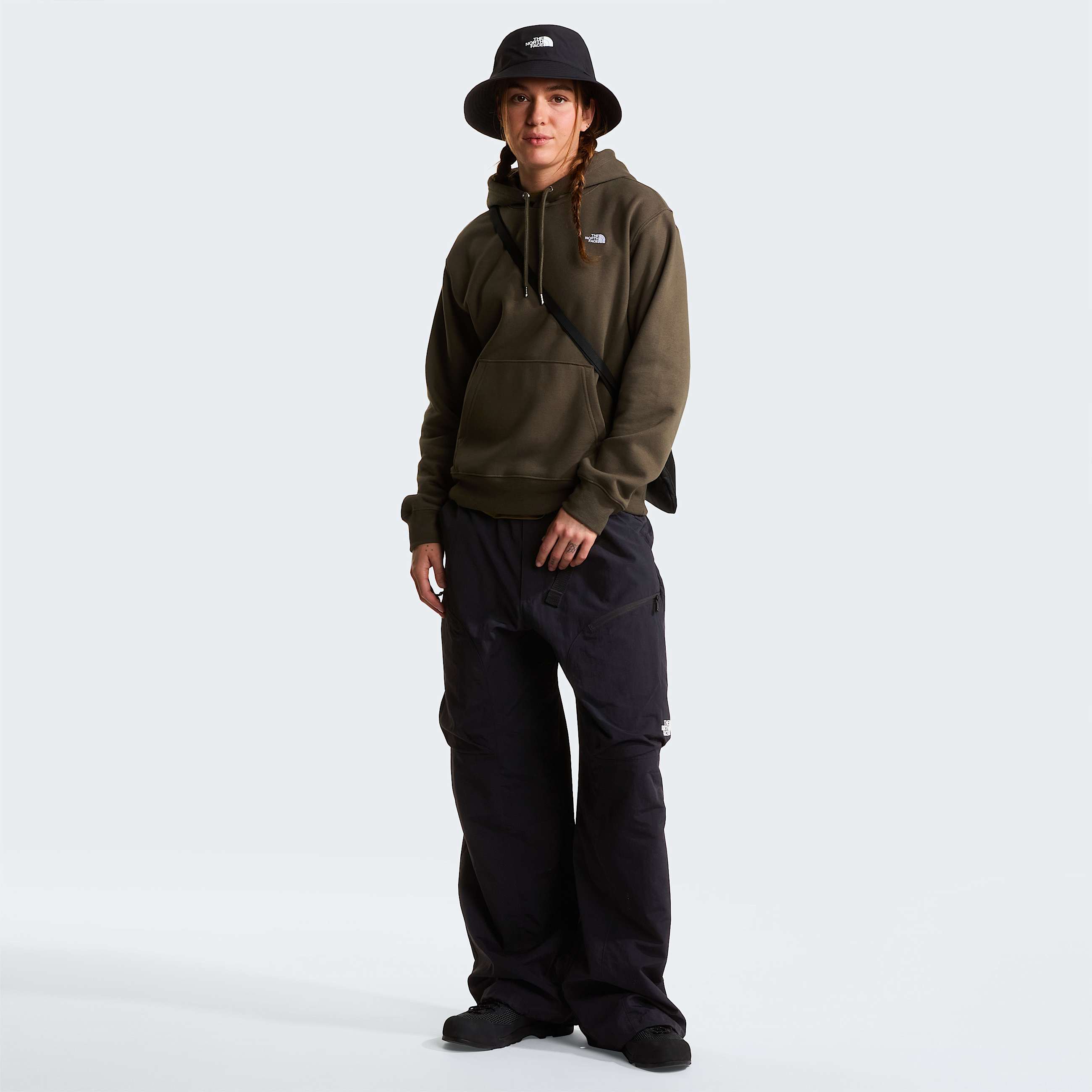 Womens TNF Essential Simple Dome Relaxed Hoodie TNF New Taupe Green ALT1