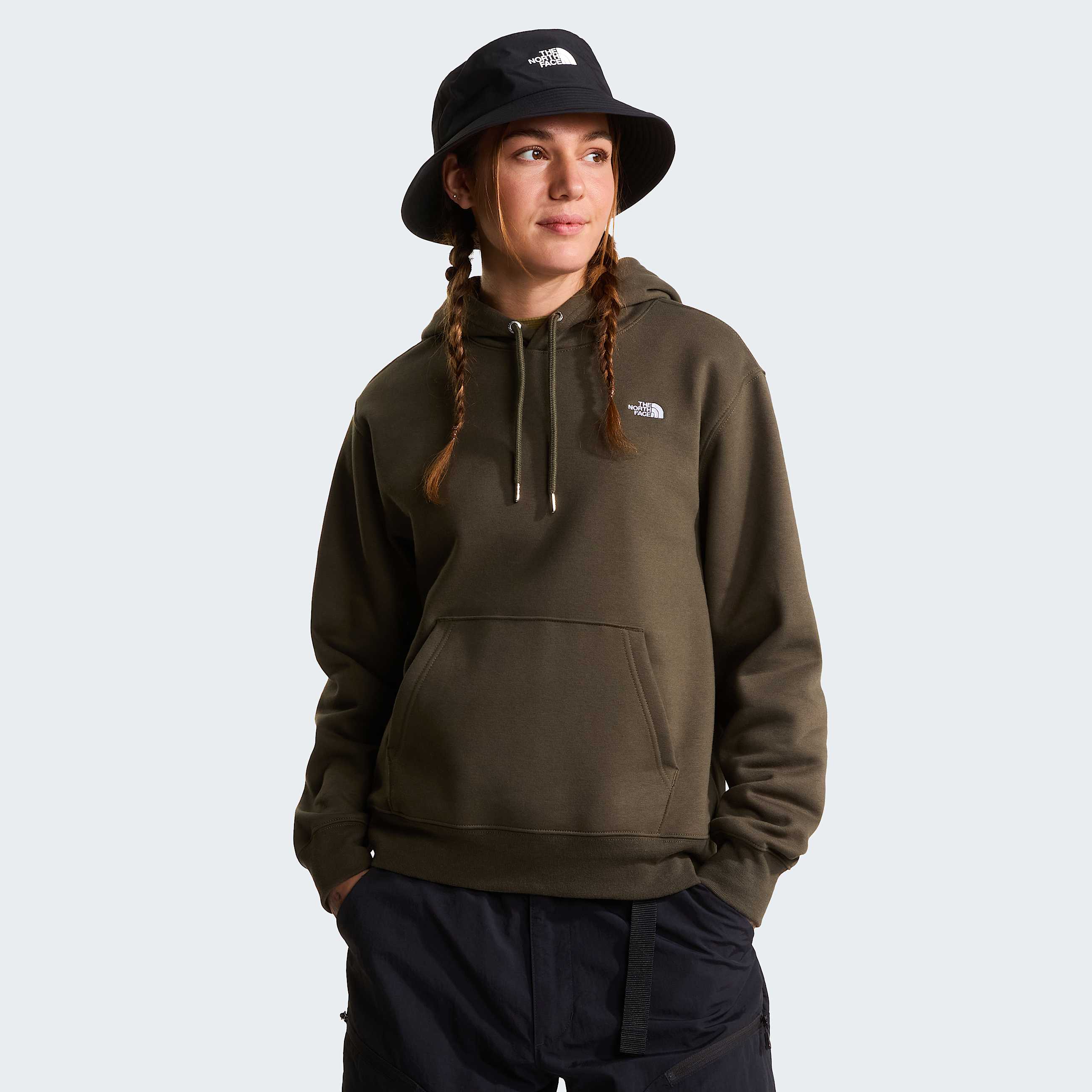 Womens TNF Essential Simple Dome Relaxed Hoodie TNF New Taupe Green HERO