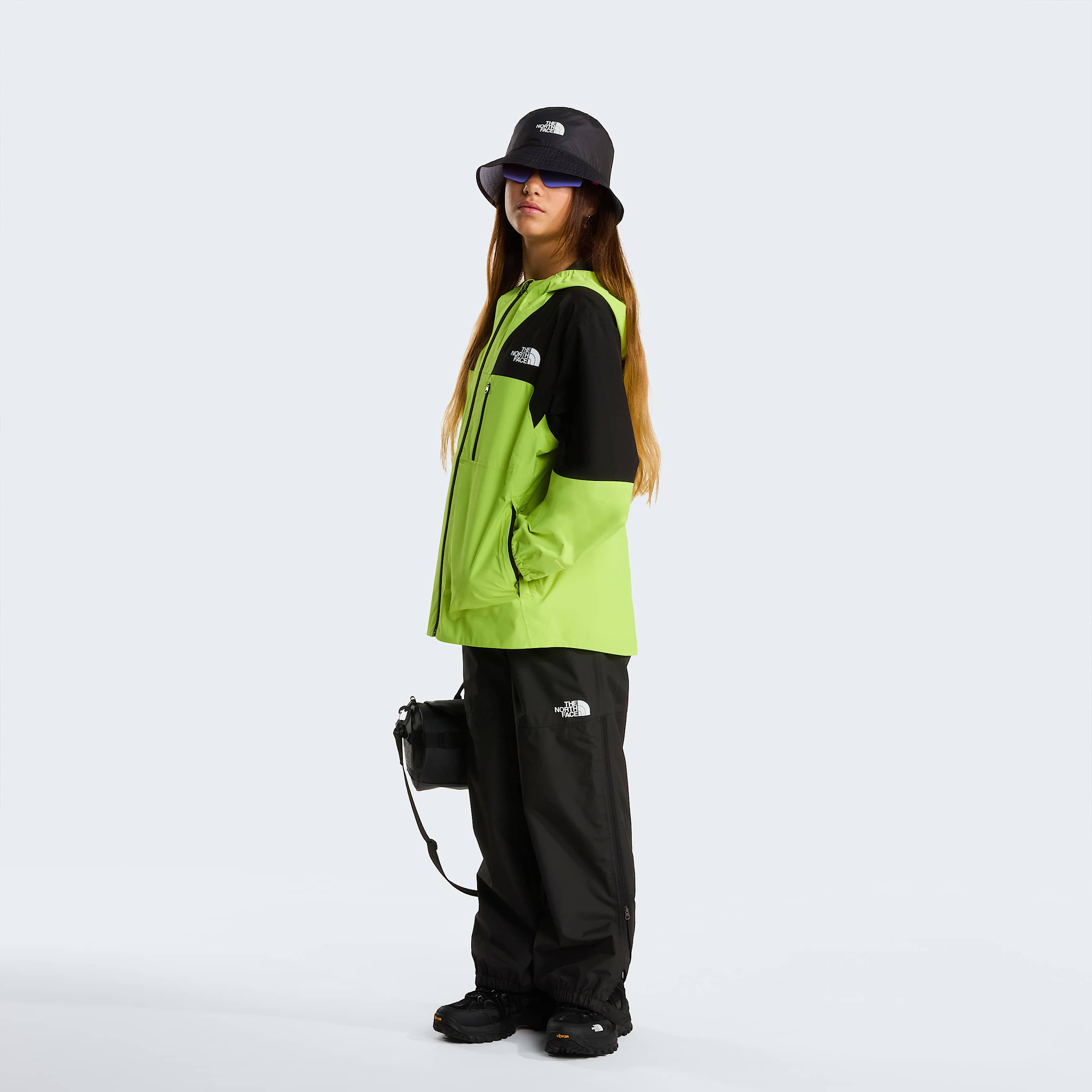 Teens Hike Packable Shell Jacket TNF TNF BlackFizz Lime ALT10