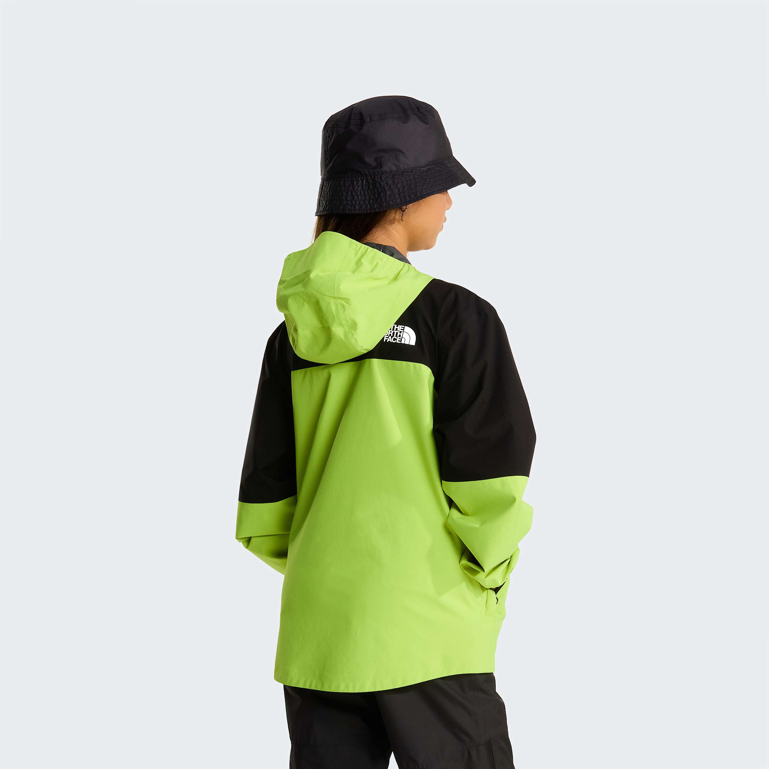 Teens Hike Packable Shell Jacket TNF TNF BlackFizz Lime ALT12