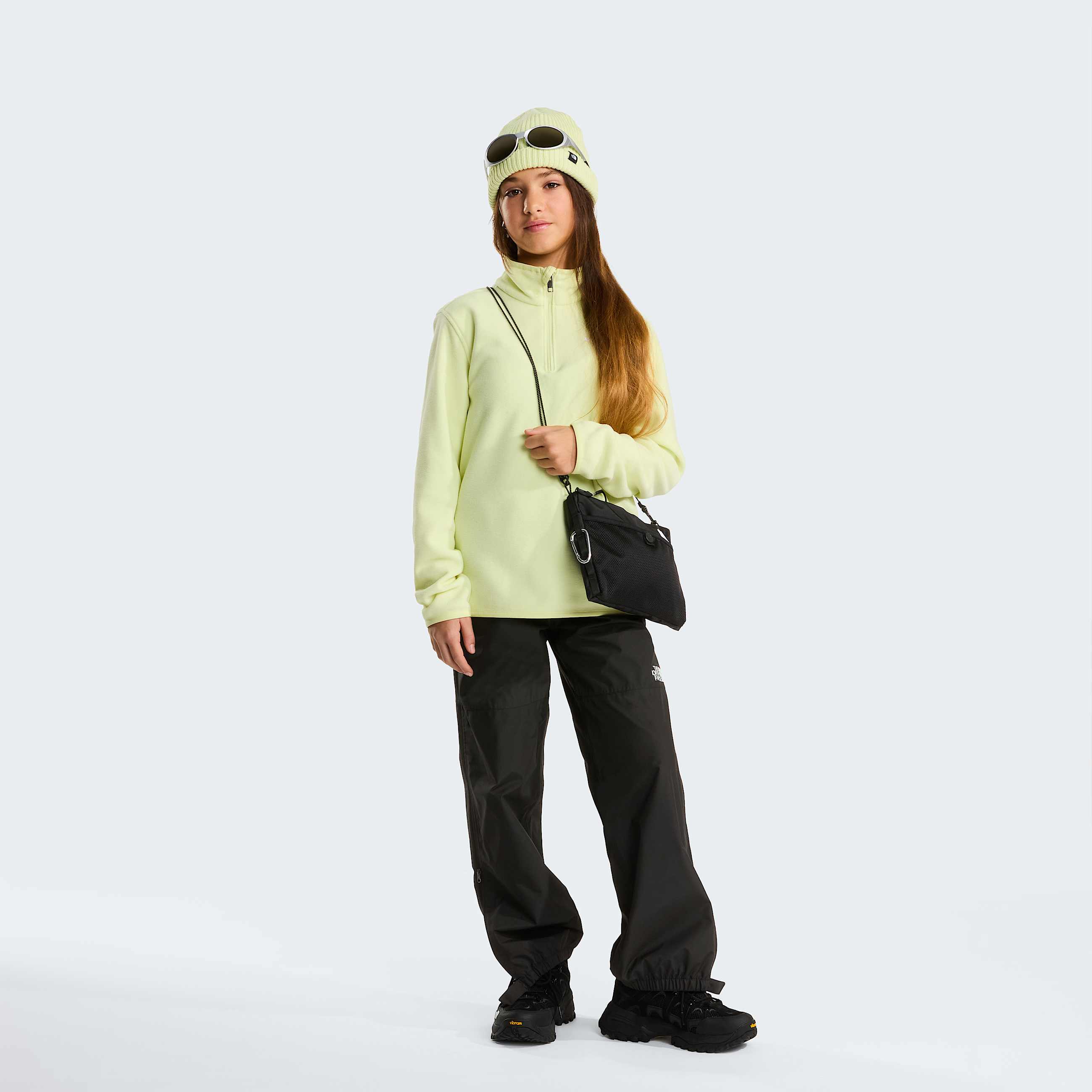 Glacierfleece met kwartrits voor tieners TNF Lemon Mist ALT7