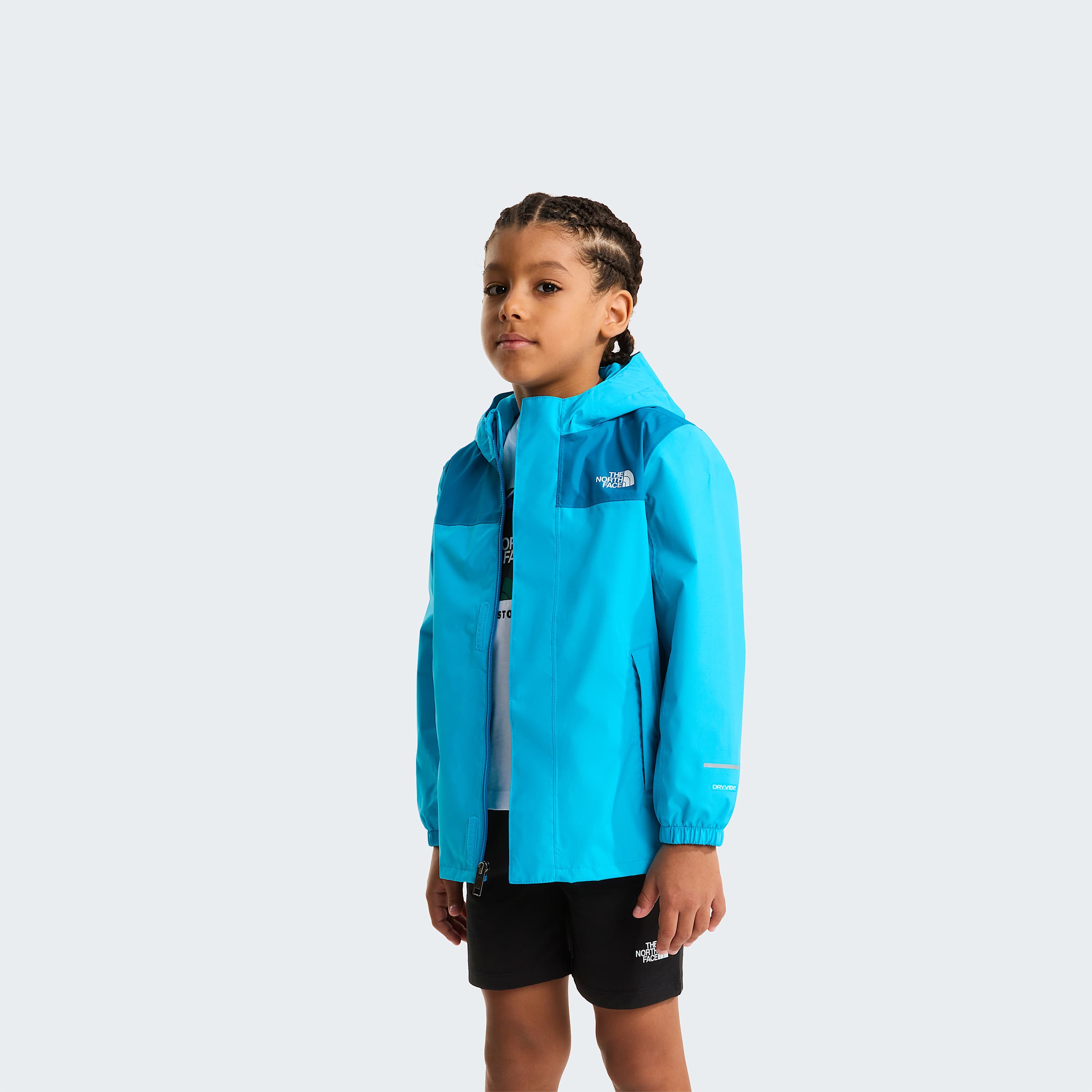 Kids Antora Rain Jacket TNF Meridian BlueDusk Blue ALT4