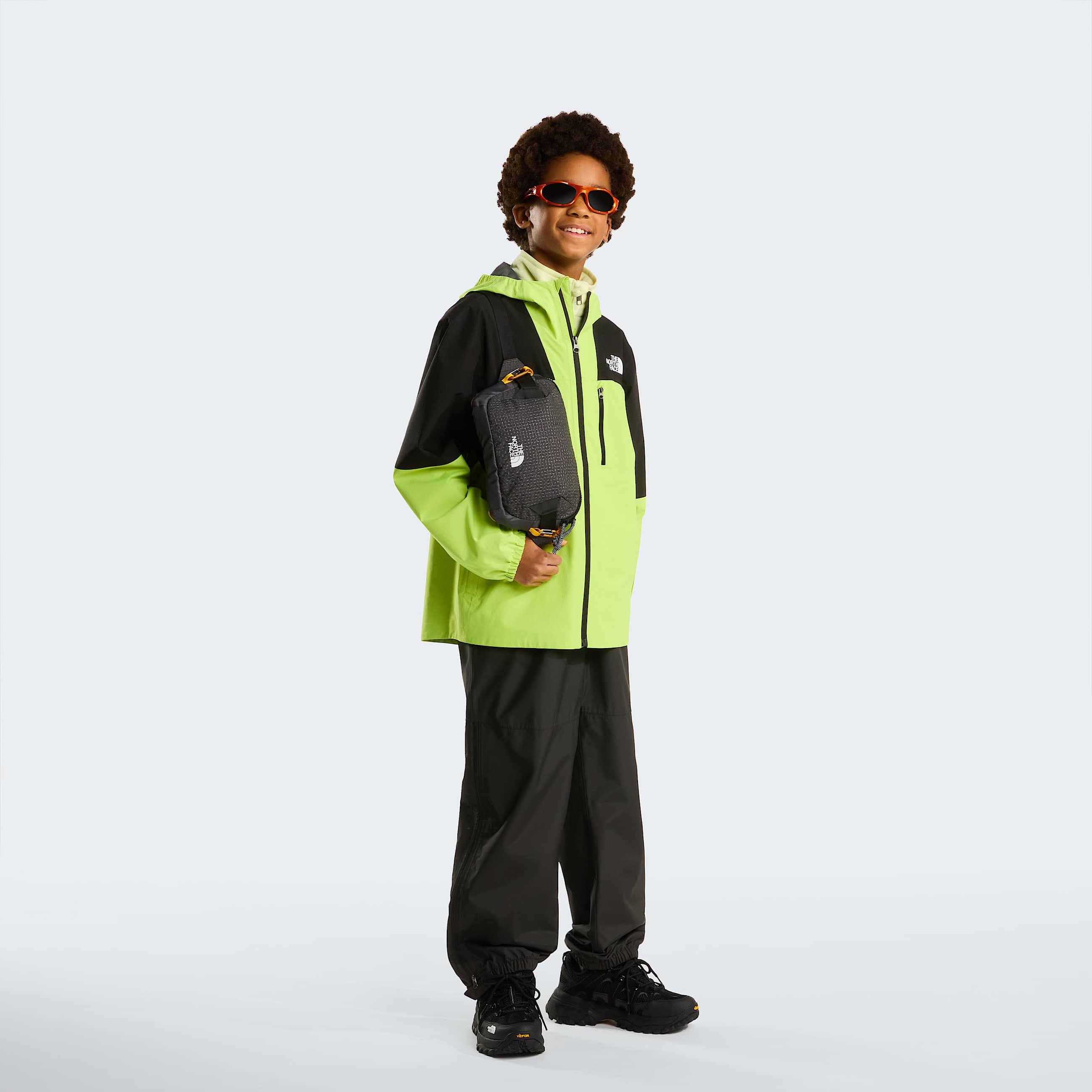 Teens Hike Packable Shell Jacket TNF TNF BlackFizz Lime ALT1