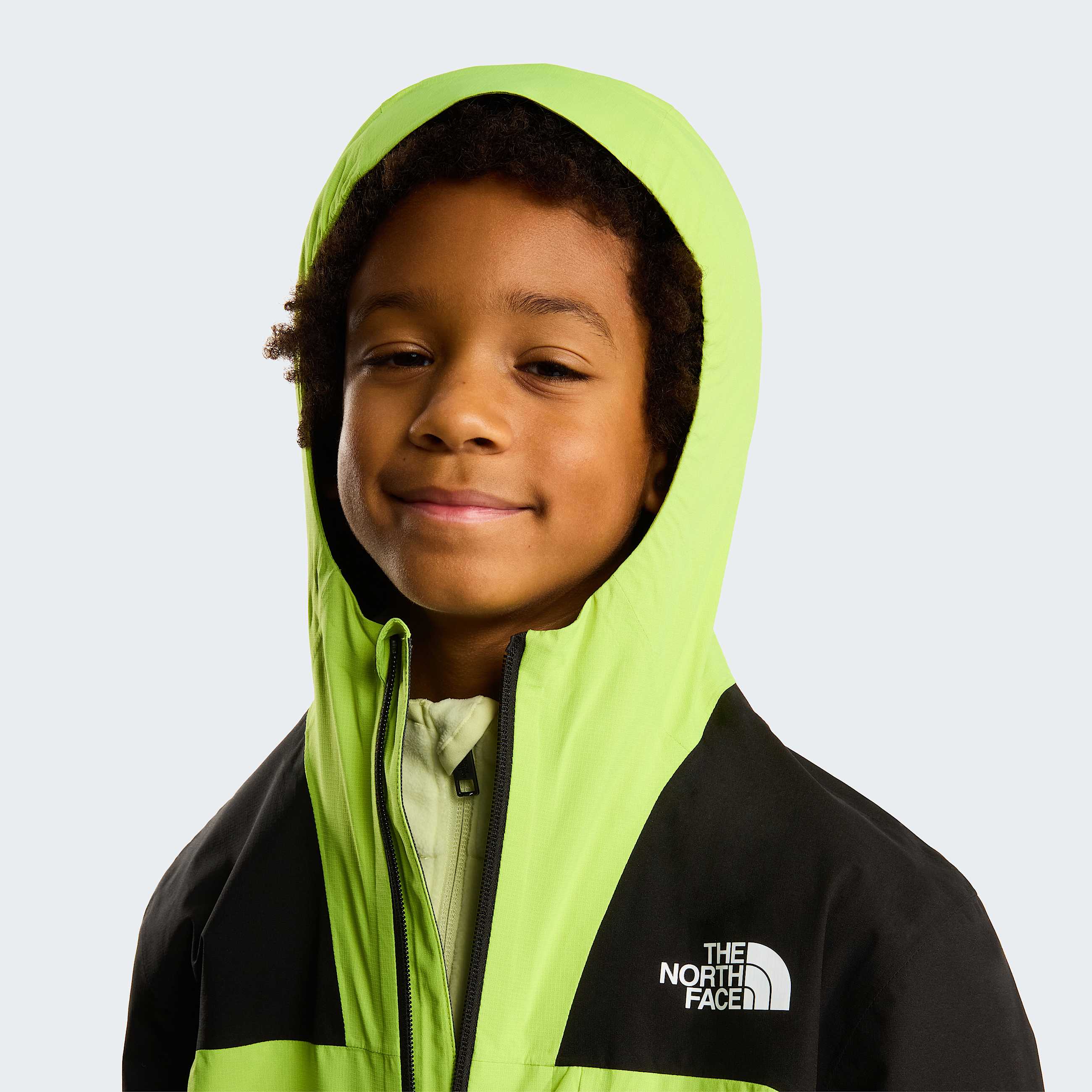 Teens Hike Packable Shell Jacket TNF TNF BlackFizz Lime ALT5