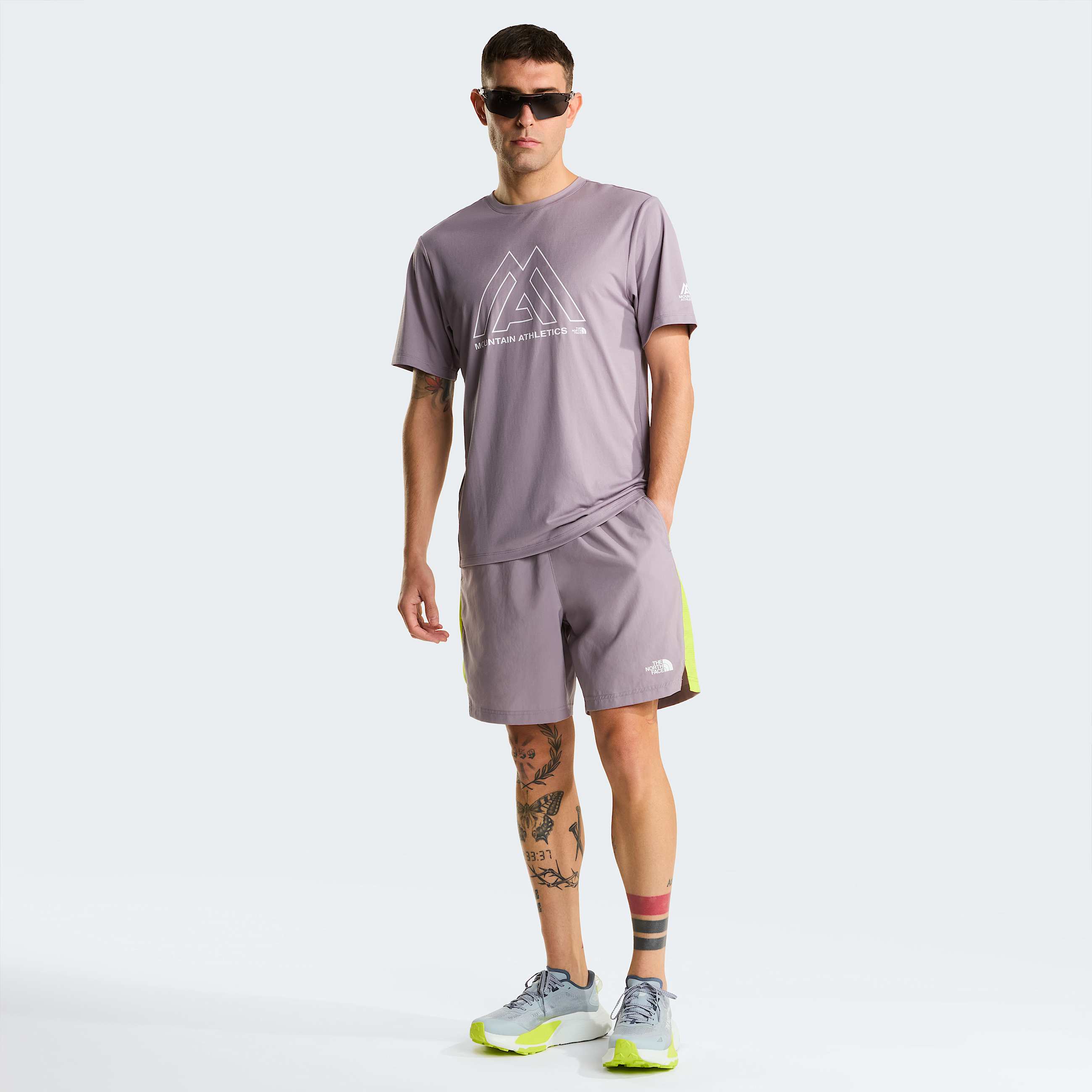 Mens 247 Colourblock Shorts TNF Transcendent GreyFizz Lime ALT1