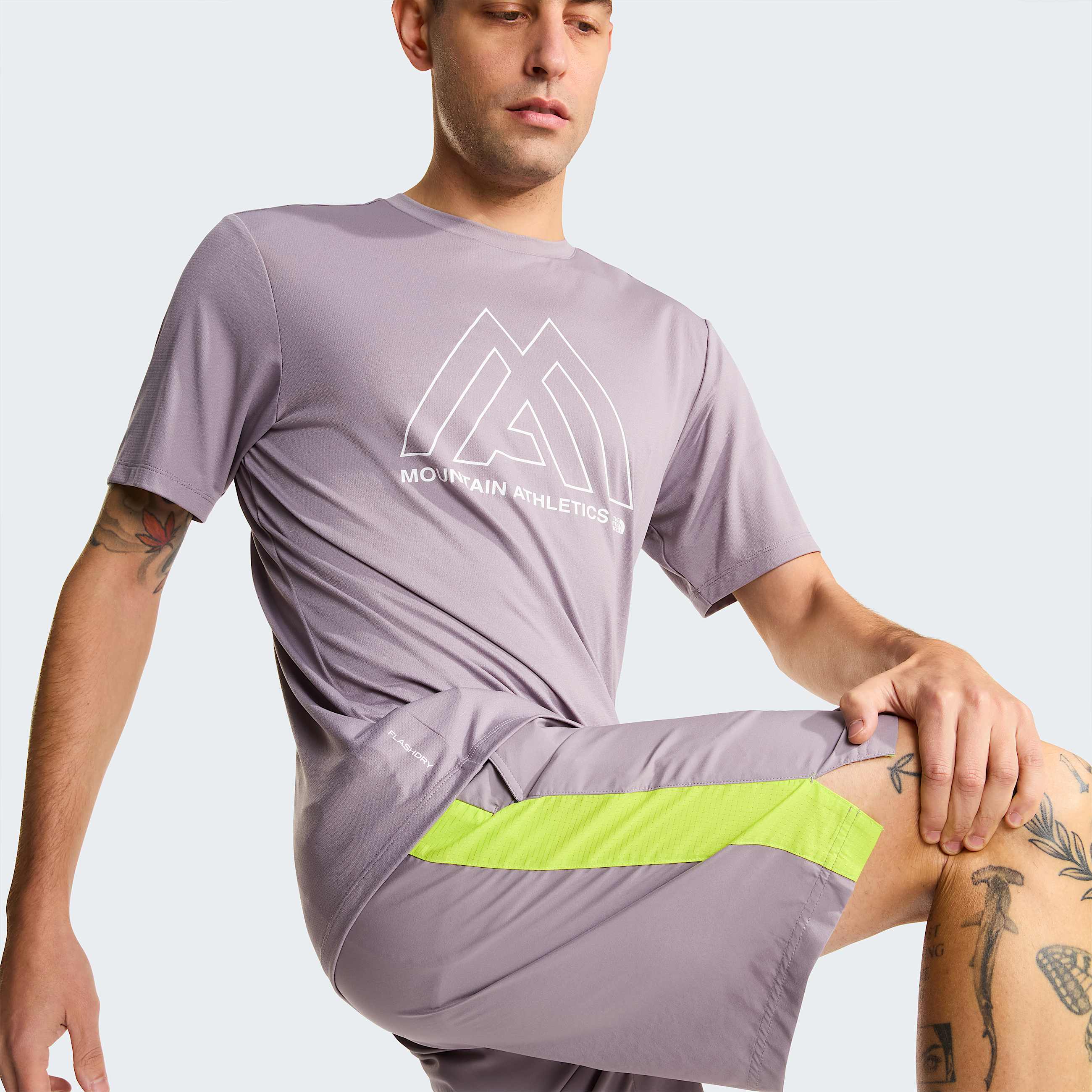 Mens 247 Colourblock Shorts TNF Transcendent GreyFizz Lime ALT5