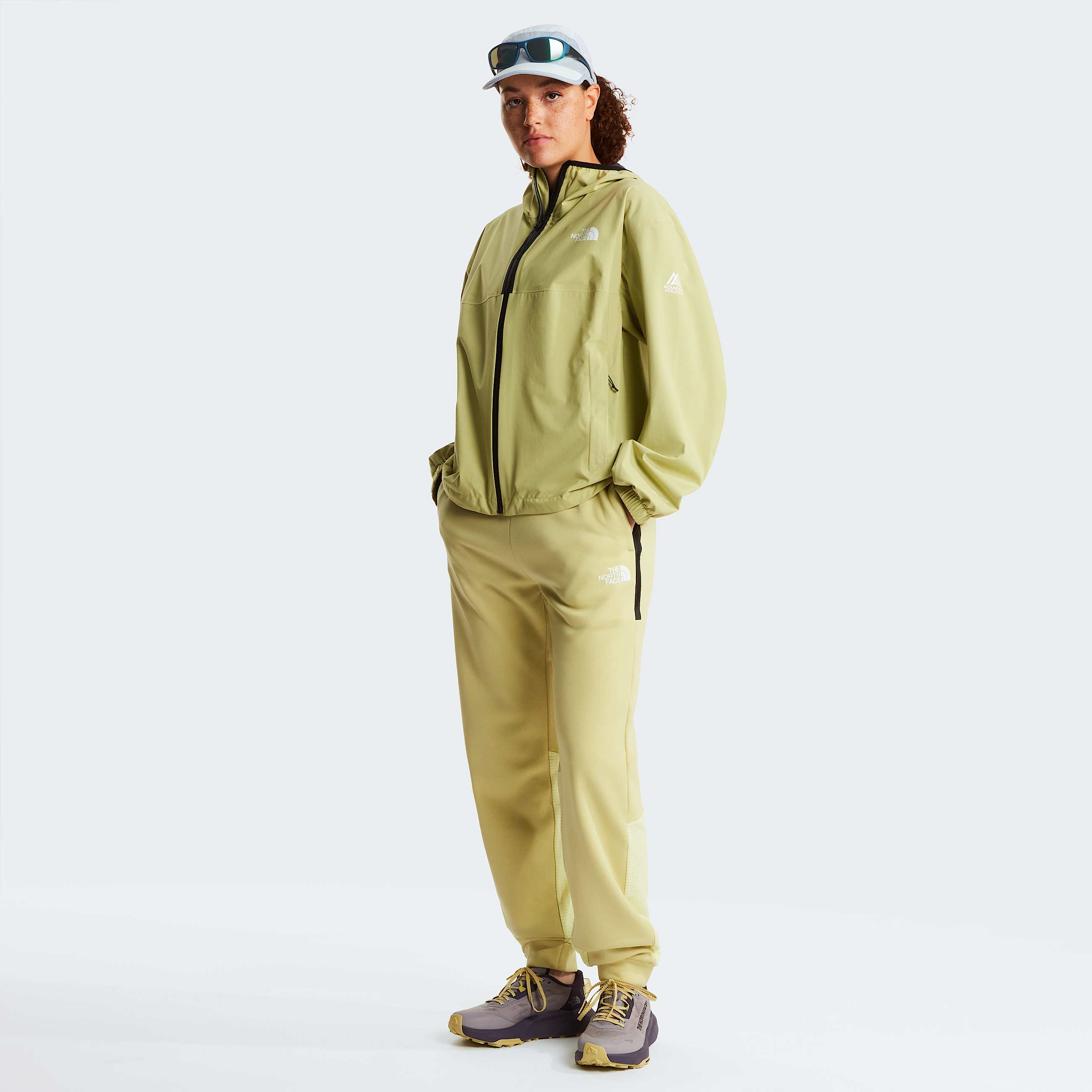 Womens Mountain Athletics Rainlit Hooded Jacket TNF Pear ALT1