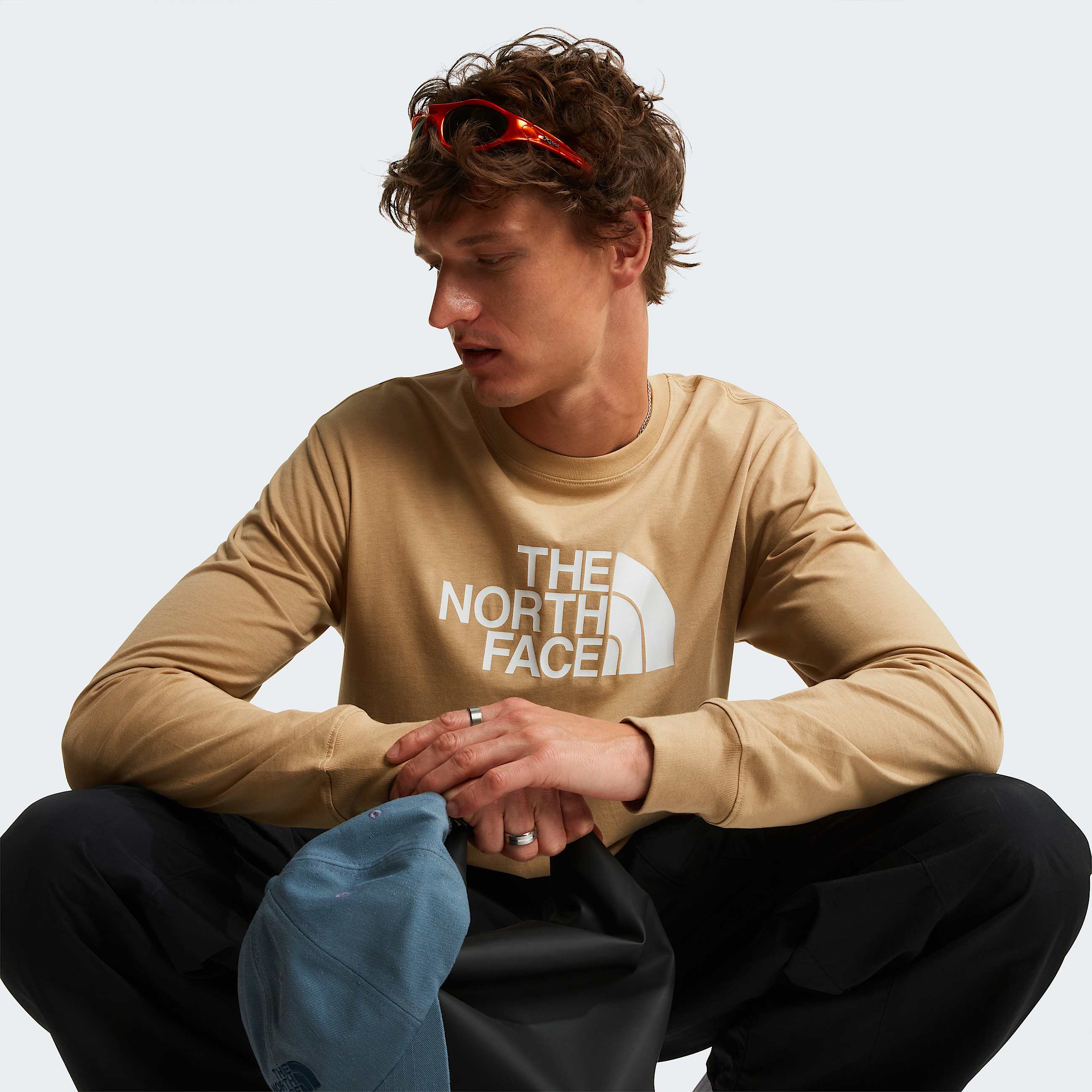 Mens Evolution Half Dome Regular LongSleeve TShirt TNF Khaki Stone ALT5
