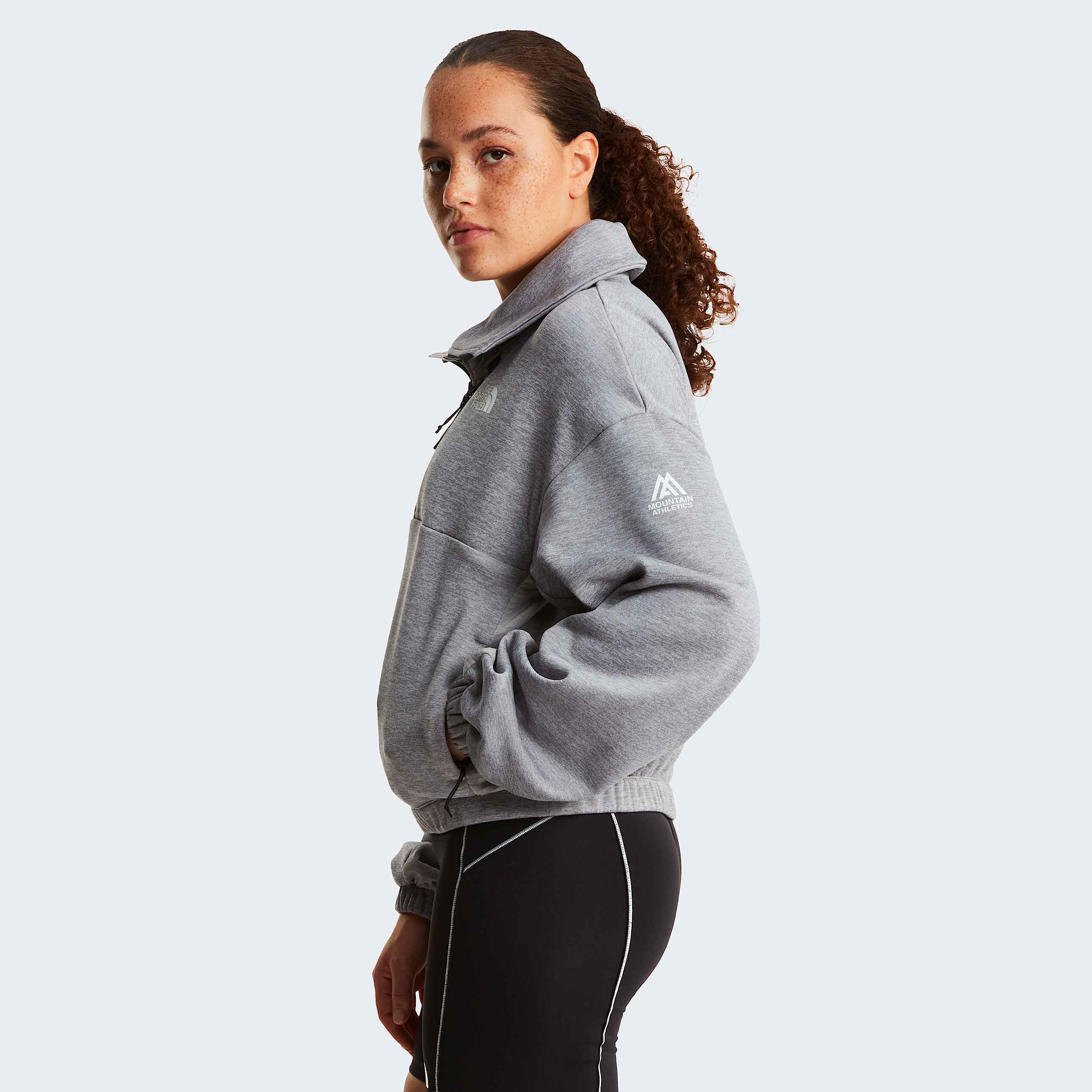 Womens Mountain Athletics 14 Zip Funnel Neck Fleece TNF TNF Pale Grey HeatherMeld Grey ALT2