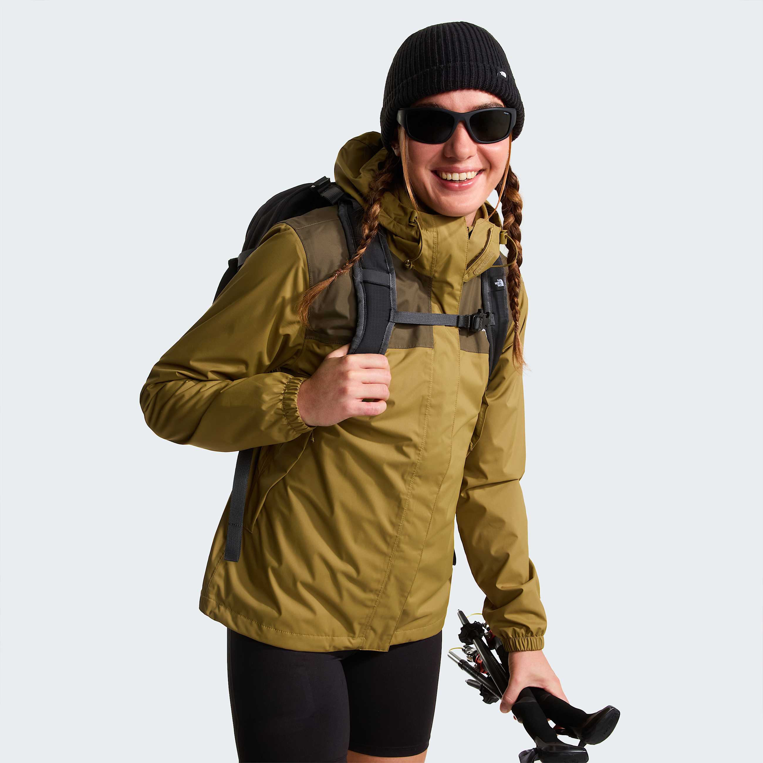 Womens Antora Rain Jacket TNF CedarNew Taupe Green ALT8