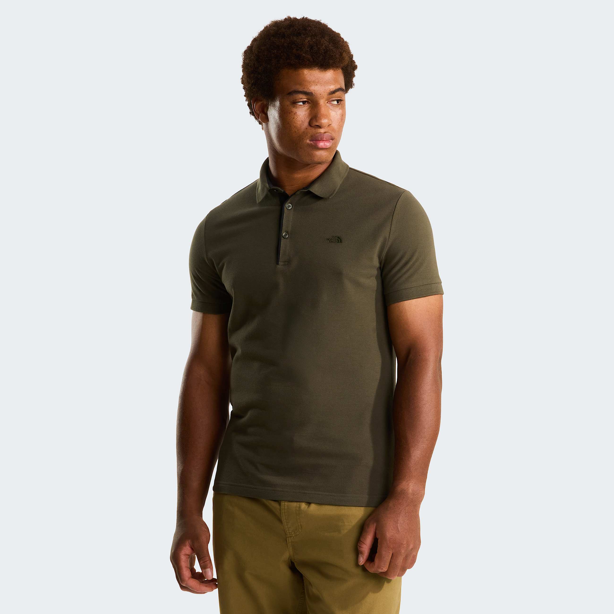 Polo de piqu entallado Premium para hombre TNF New Taupe Green HERO