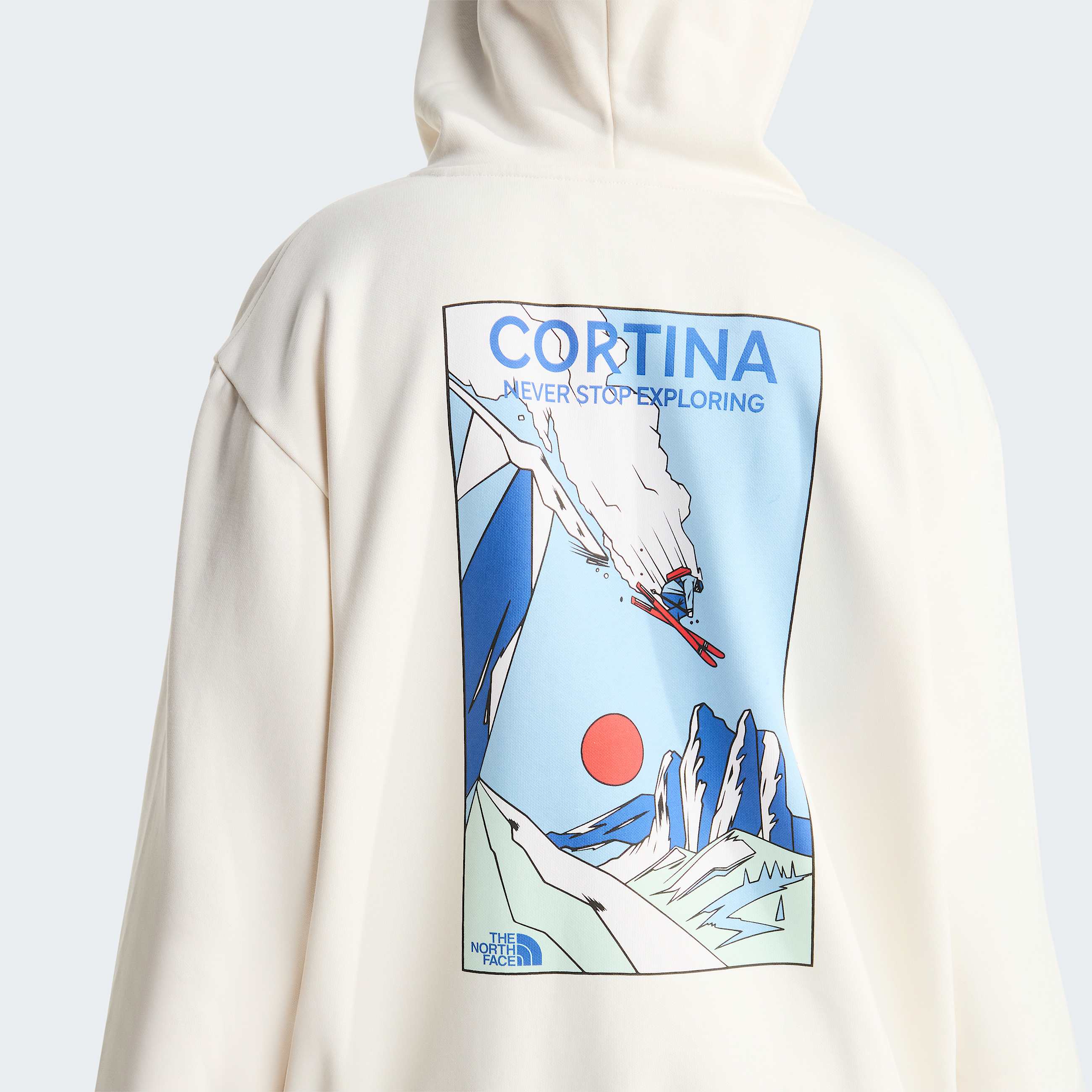 Uniseks Mountain Celebration Relaxed Graphic hoodie TNF White Dune ALT16