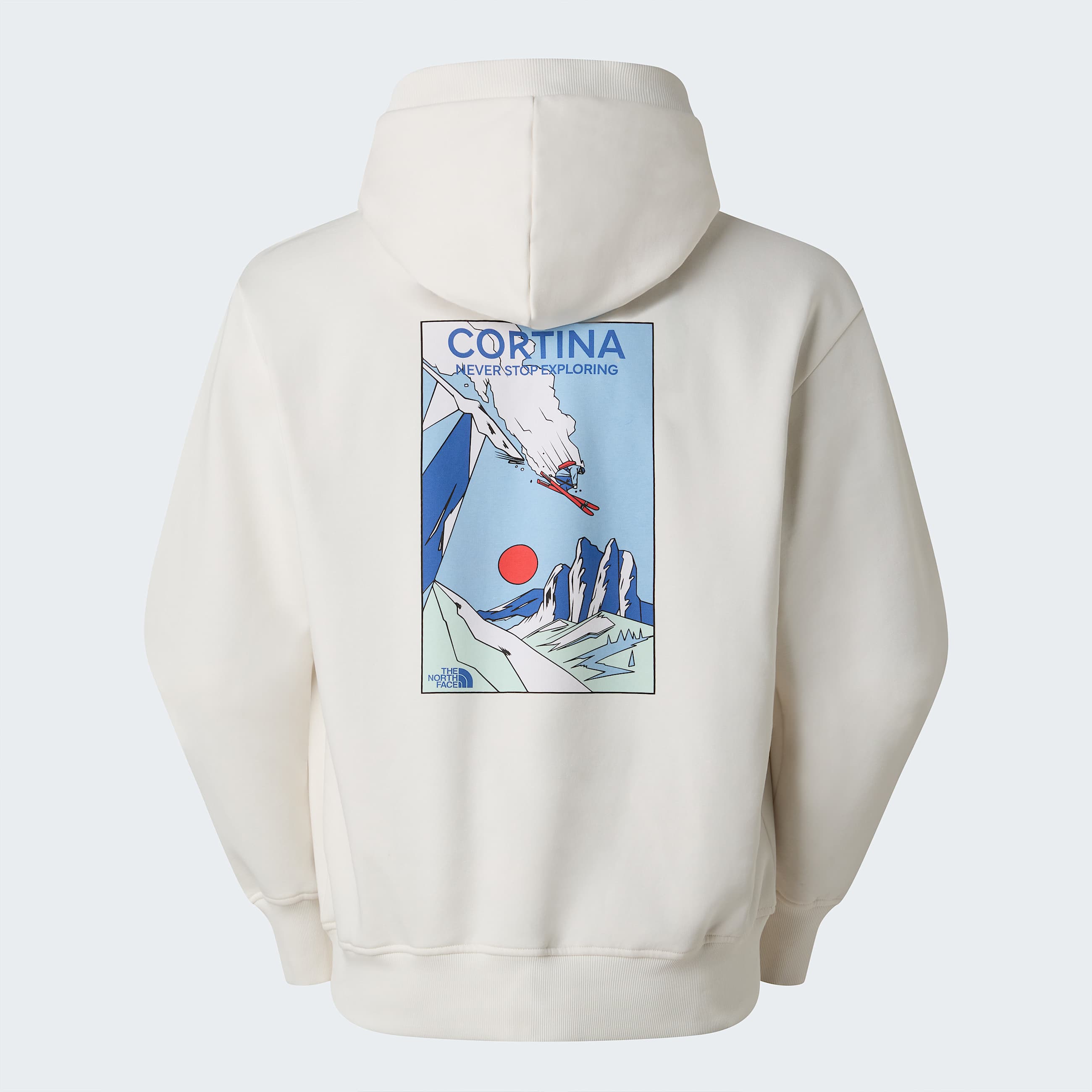 Uniseks Mountain Celebration Relaxed Graphic hoodie TNF White Dune HERO