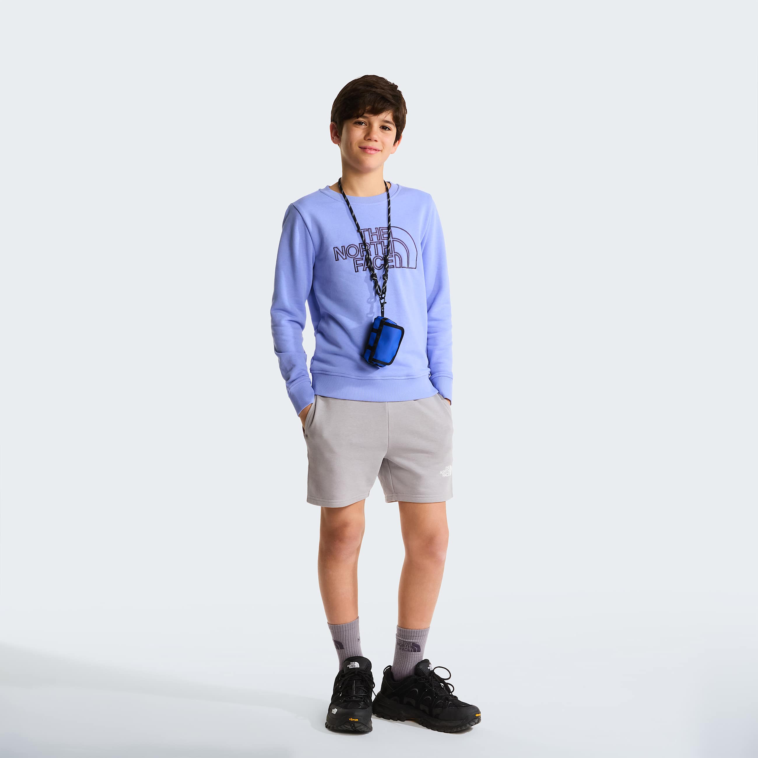 Teens Drew Peak Crew Neck Sweatshirt TNF Periwinkle Glow ALT1