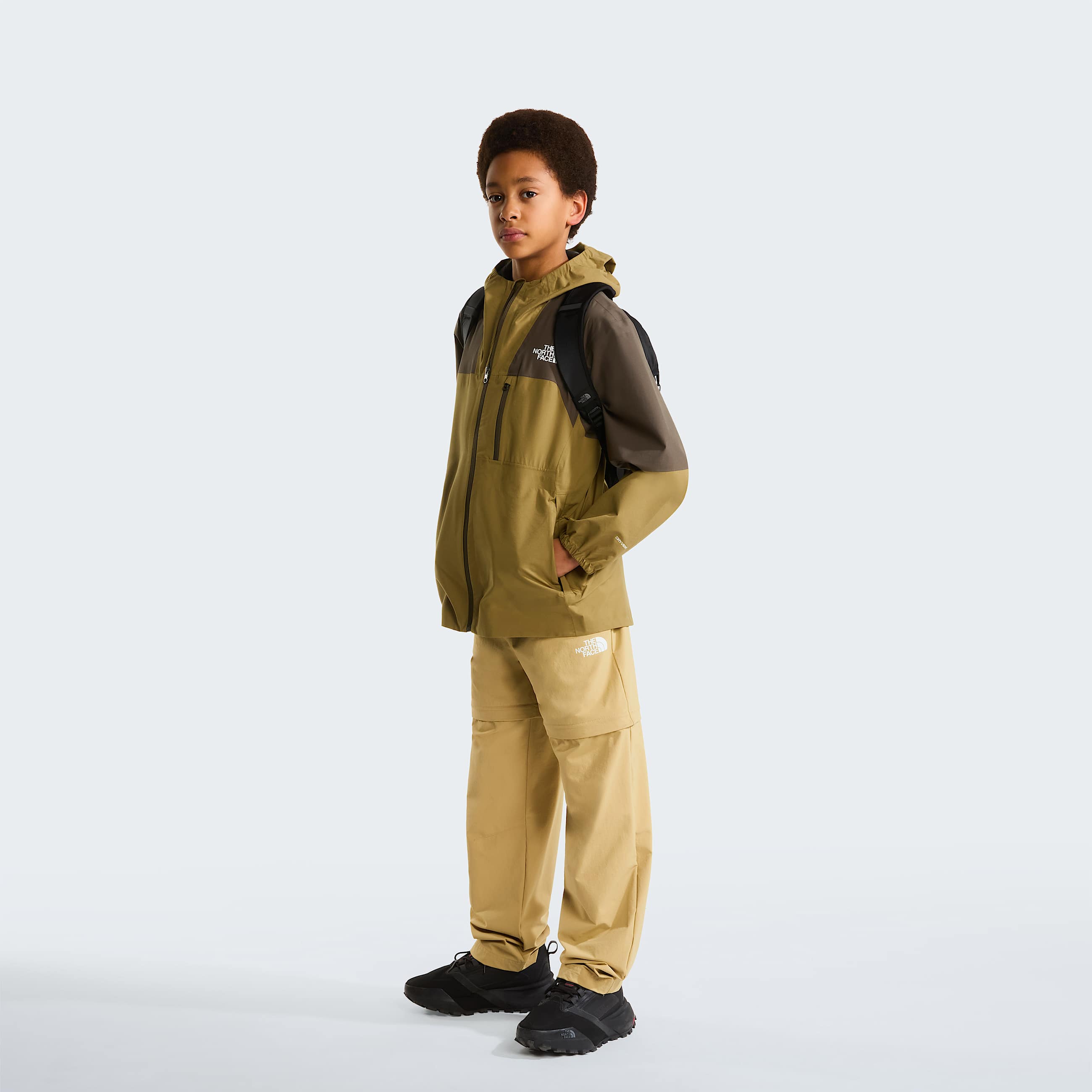 Teens Hike Packable Shell Jacket TNF New Taupe GreenCedar ALT1