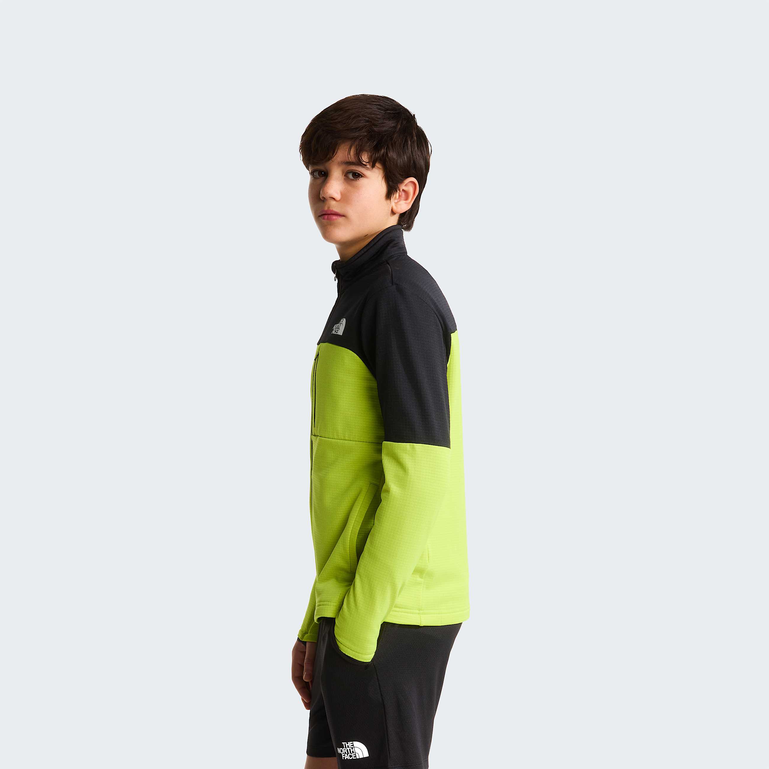 Teens Hike FullZip Midlayer Jacket TNF TNF BlackFizz Lime ALT2
